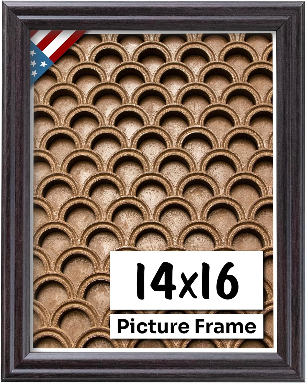 Coffee Brown 14x16 Picture Frame .75" Inch Wide - Dark Brown Wall Decor Handmade Solid Wood Frames with Preinstalled Hangers and UV Blocking Plexiglass 16x14 Frame