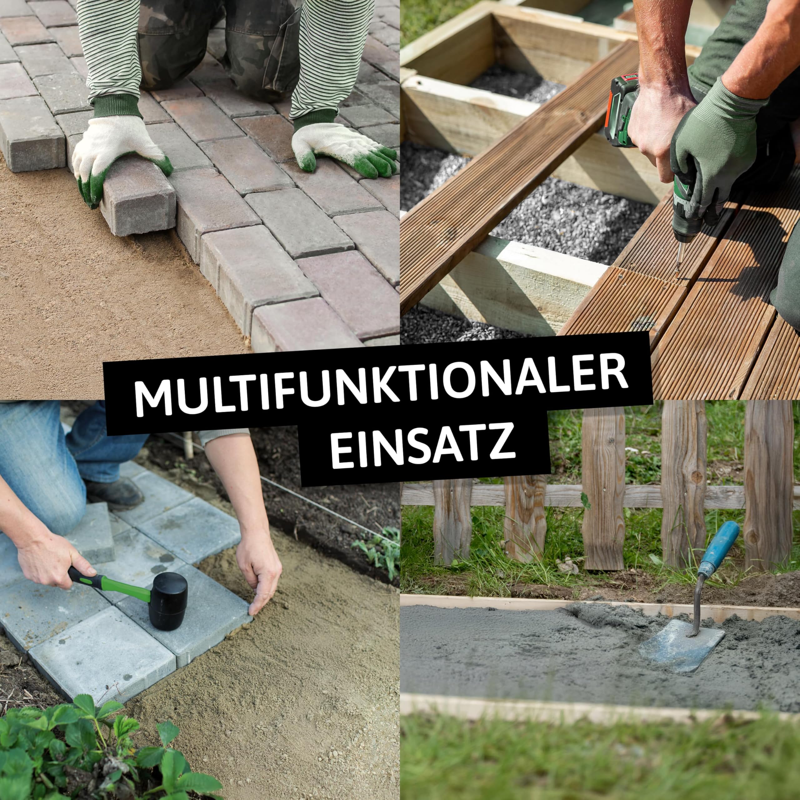 Bodenverdichter Handstampfer aus Stahl - Gartenstampfer mit 20x20cm Platte & Softgriff - Erdstampfer Betonstampfer für Kies, Sand, Asphalt - Verdichtungswerkzeug für Garten