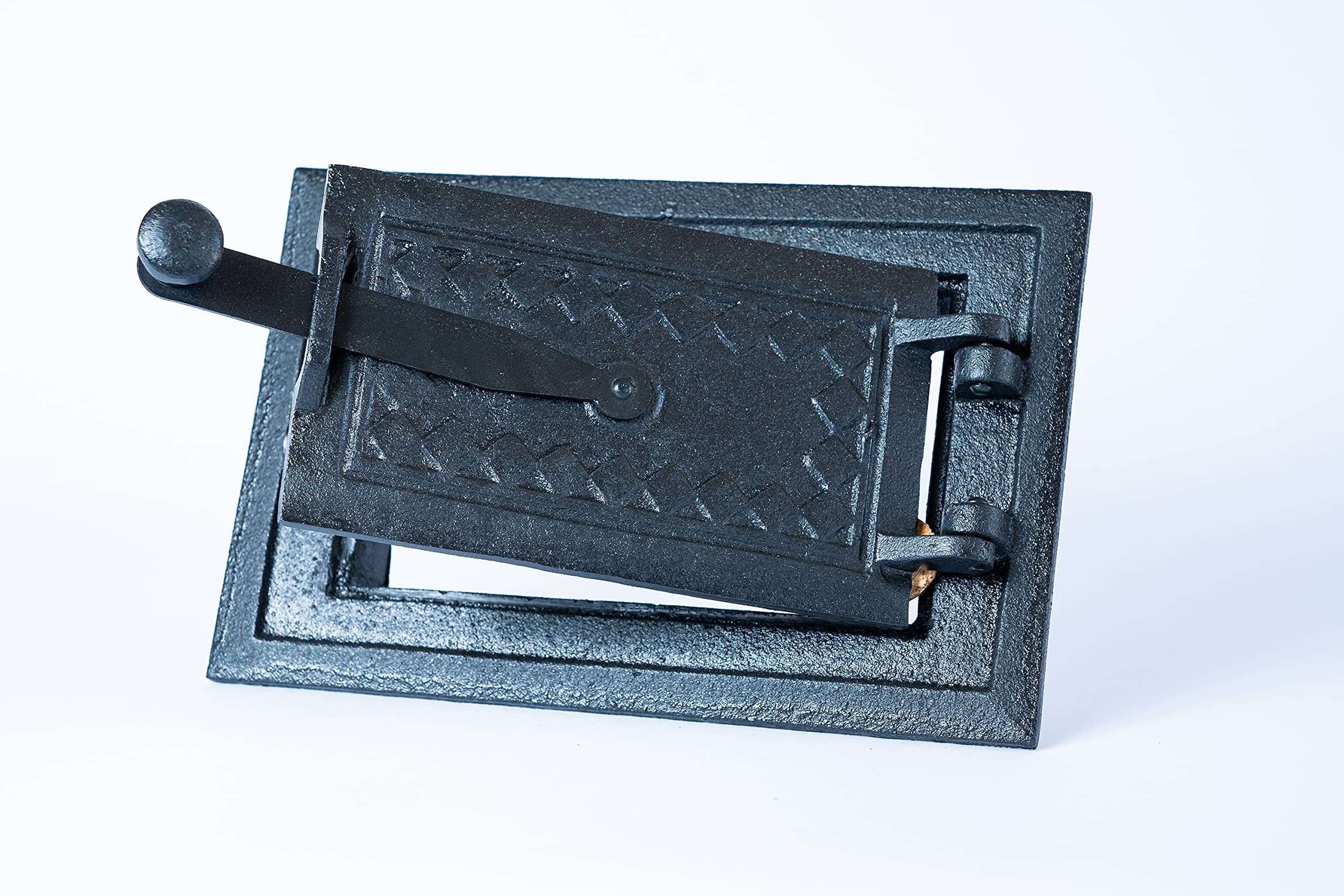 Euro Sezam - puerta de horno de hierro fundido negro - puerta de horno maciza y gruesa - puerta de horno de pizza - DZ067 - puerta simple con cerradura de puerta - 255x170 mm