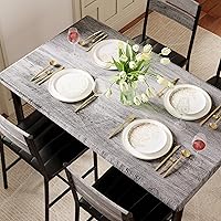 Vista 4 de Juego de mesa de comedor IRONCK para 4, mesa de cocina de madera con sillas tapizadas para cocina y espacios pequeños, gris
