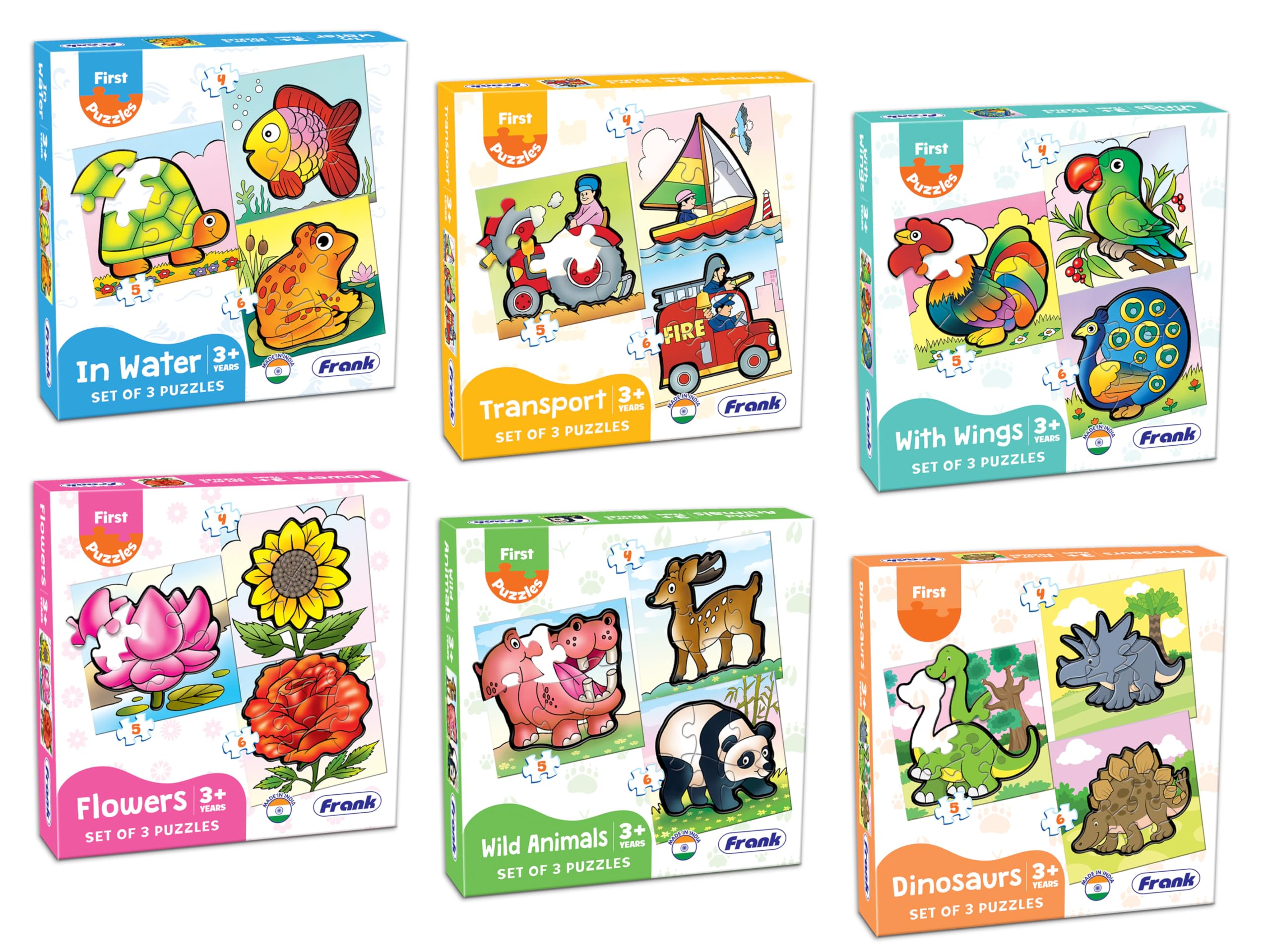 Frank in Water, Transport, with Wings, Flowers, Wild Animals & Dinosaurs Jigsaw Puzzle for Kids for Age 3, 4, 5, 6, 7 | Brain Booster Educational Toys | Combo of 6 - Set of 3, Gifts for Girls & Boys-image-16