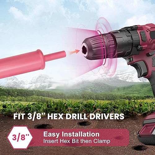 Vista 20 de Broca de taladro de jardín para plantar, broca para plantar, broca para plantas, bulbos de flores, taladro en espiral, taladro para poste de tierra