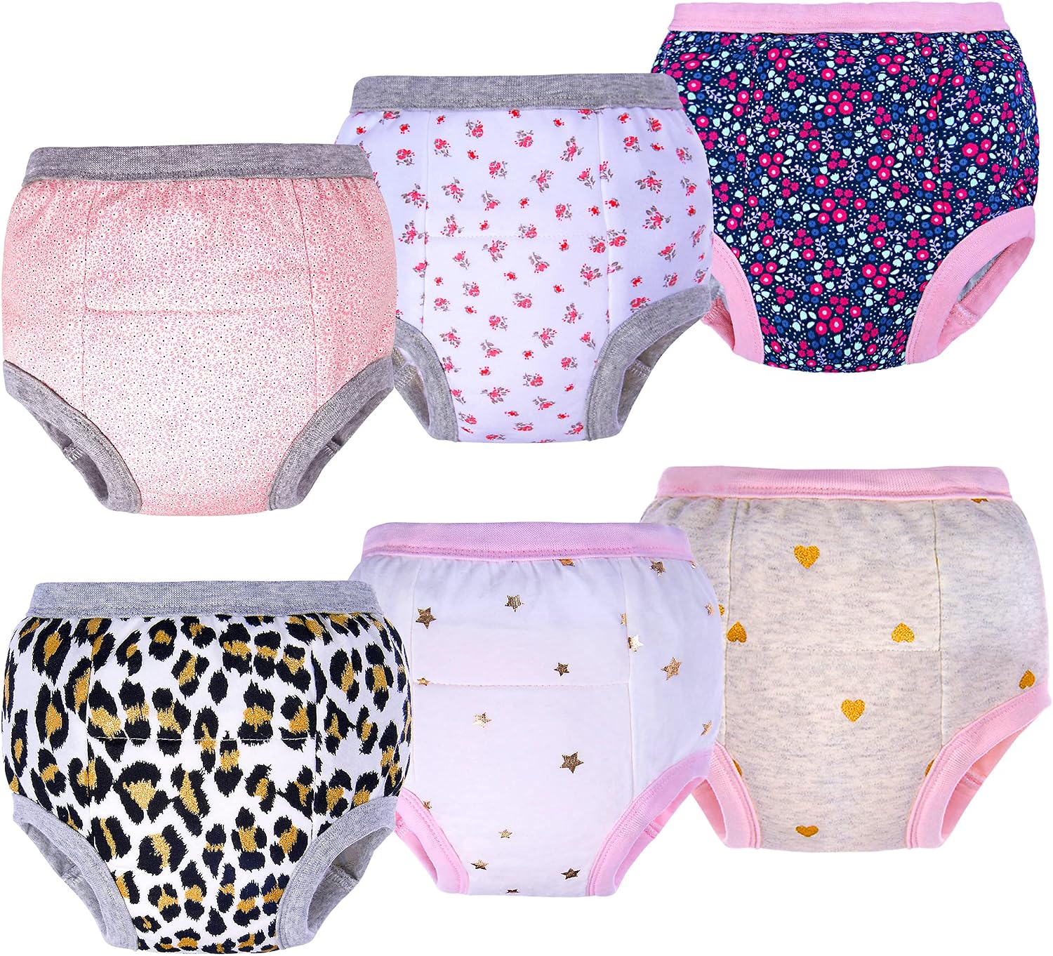 BIG ELEPHANT Baby Girls' Padded Potty Training Pants Underwear, 12M-5T