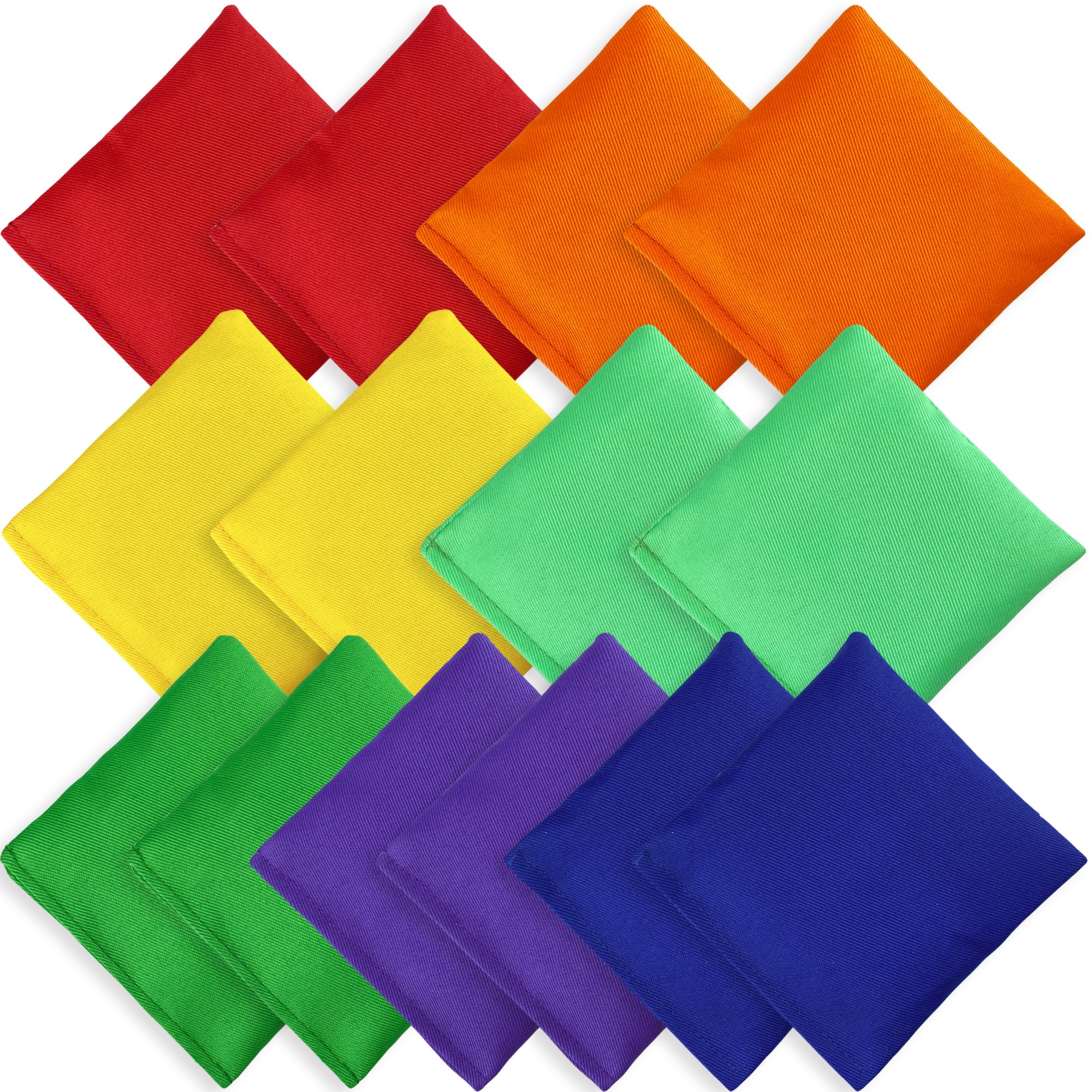 14 PCS Nylon Colorful Bean Bags 3.9 x 3.9 Inch Bulk Hand Toss for Sports Outdoor