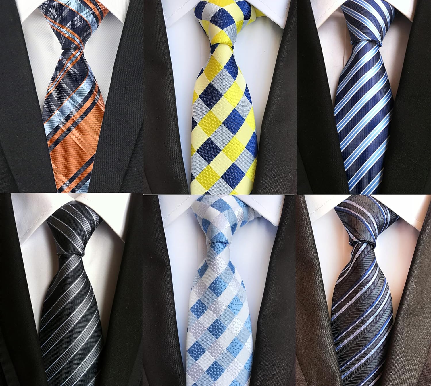 Secdtie Pack of 4 Men's Classic Stripe Checks Jacquard Woven Tie Formal Party Neckties