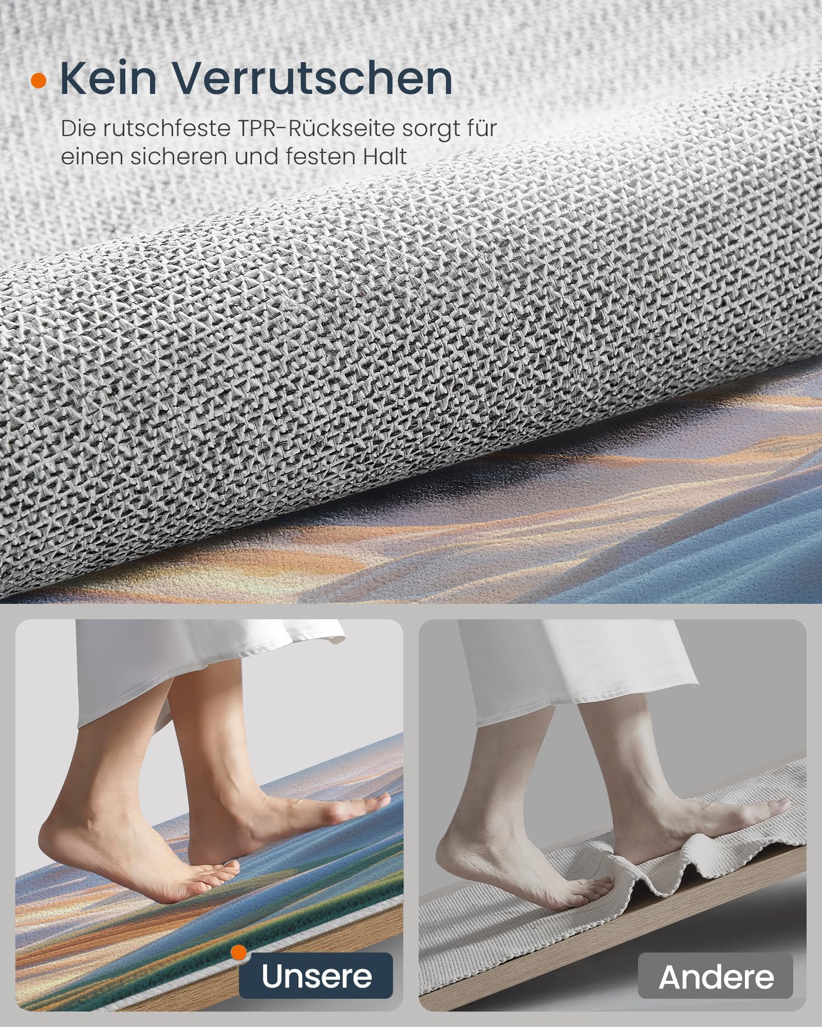 paillasson Guérison Style Instagram - Tapis Robuste Prairie Colline 60x90cm - Anti-dérapant Intérieur-Extérieur, Couleur Sable