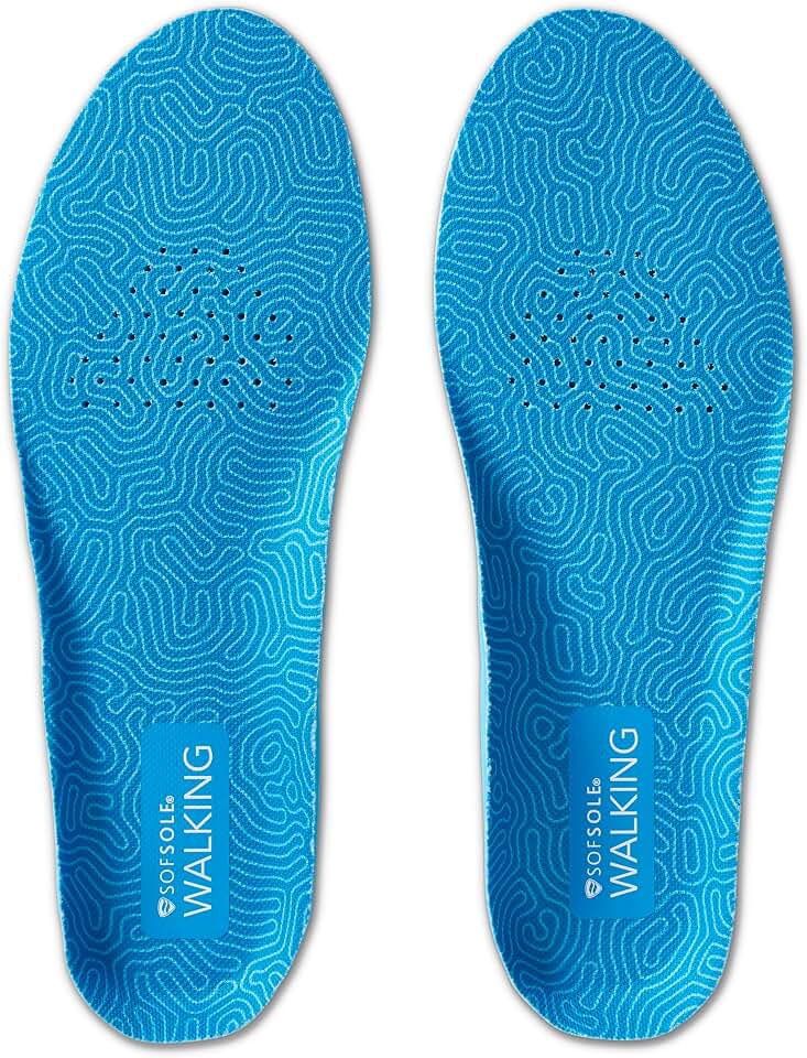 Sof Sole Walking Insoles for Men and Women – Cobra Heel Wrap Stability, Targeted Heel Cushioning, Breathable Top Cover, Trim-to-Fi