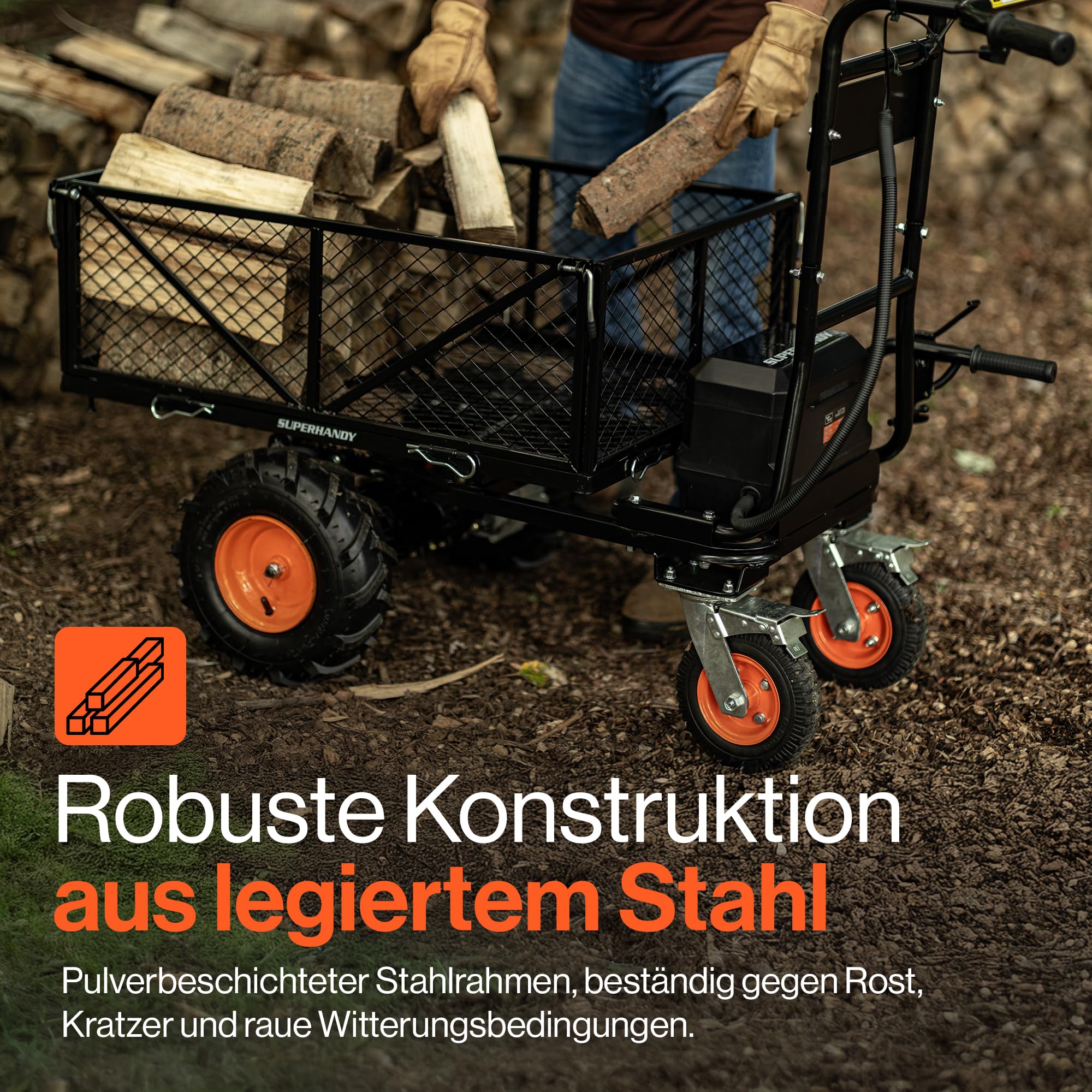 SuperHandy Elektro-Schubkarre,48 V,300 kg Traglast, 460 kg Zugkraft