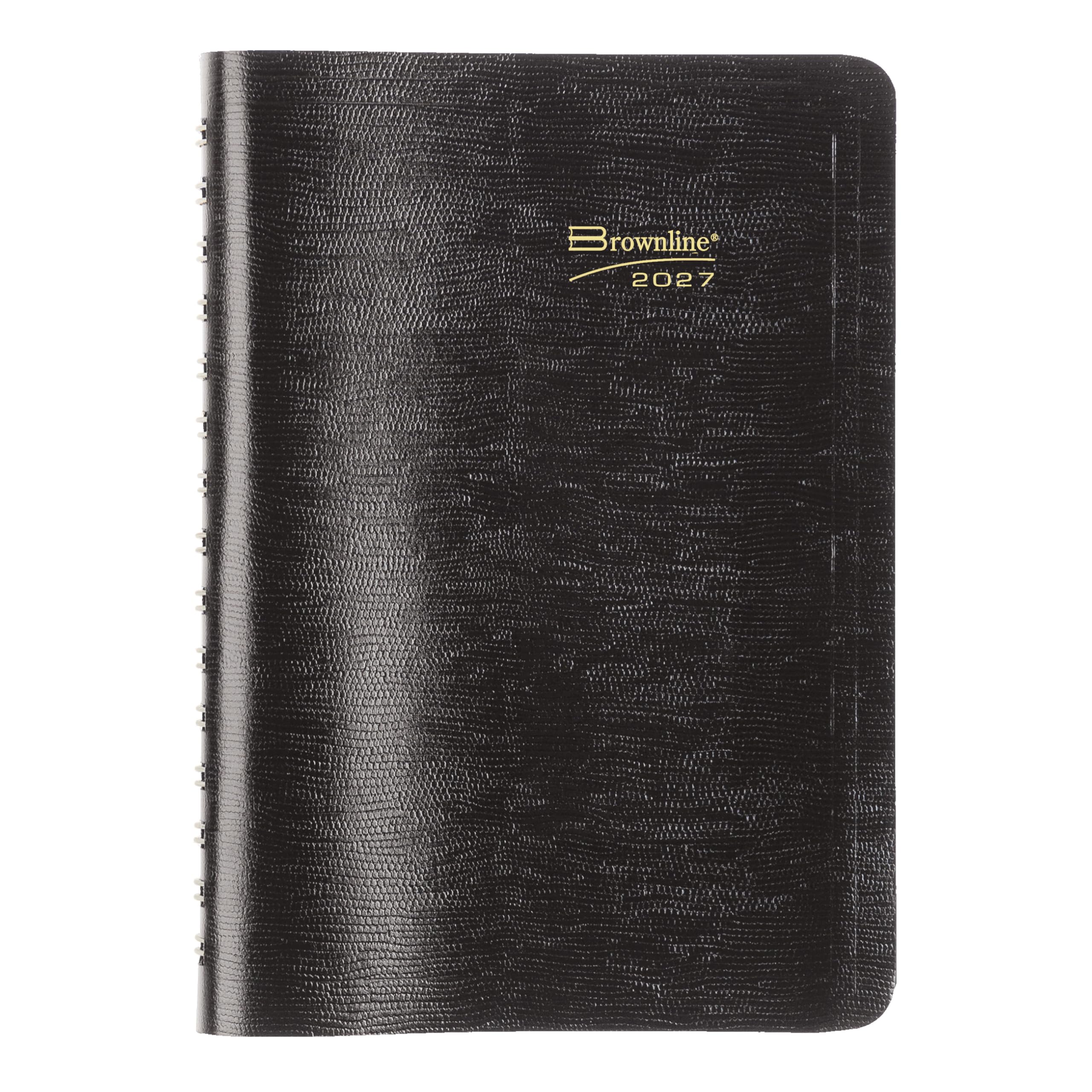 Brownline® CB800.BLK - Agenda giornaliera 2027, 12 mesi, da gennaio a dicembre, rilegatura a doppio filo, 20,3 x 12,7 cm, nero