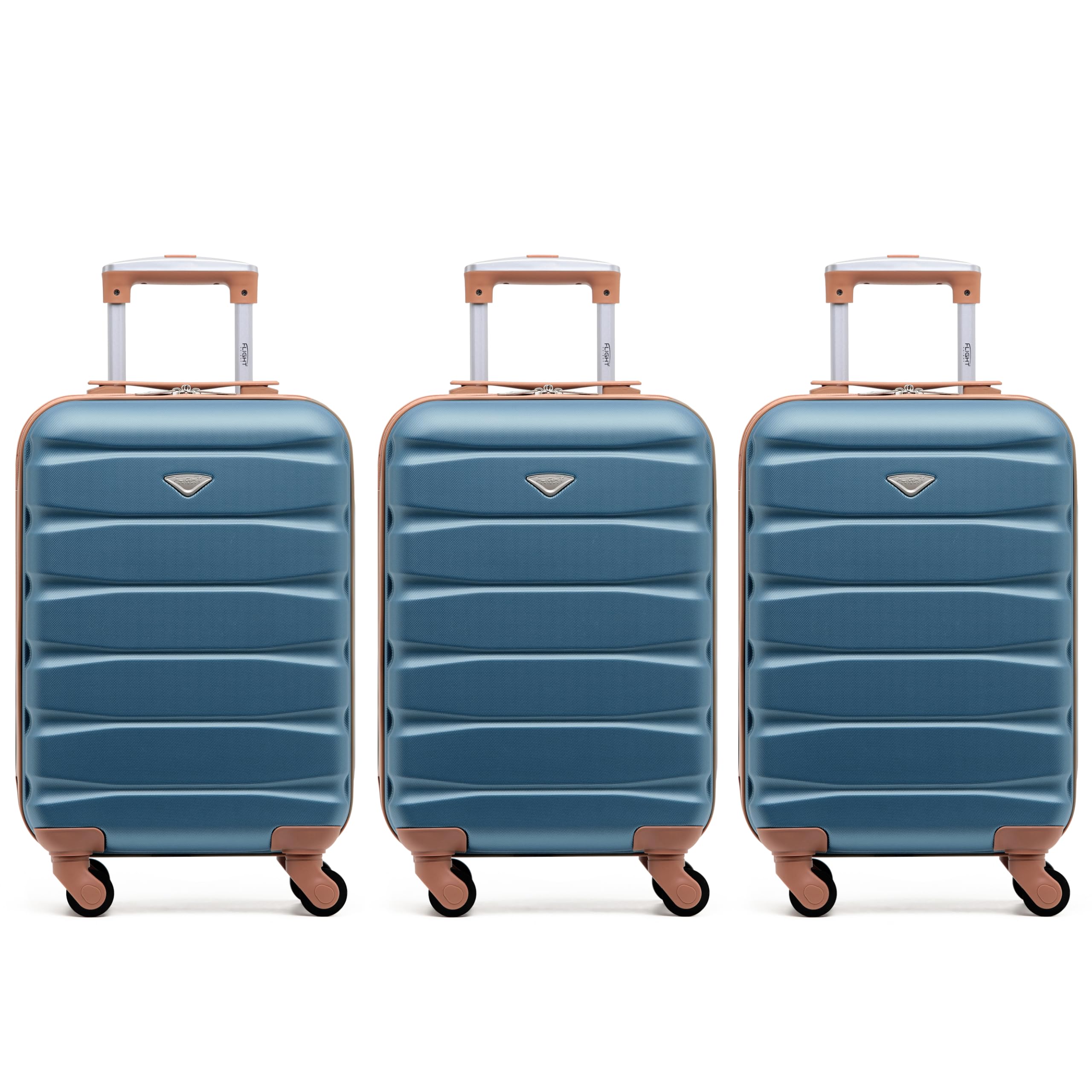 Flight Knight Case 3er-Pack Leichtes Starres ABS-Handgepack Mit 4 Radern, Zugelassen Fur Uber 100 Fluggesellschaften, Darunter Air France, Ryanair Und EasyJet, 55x35x20cm