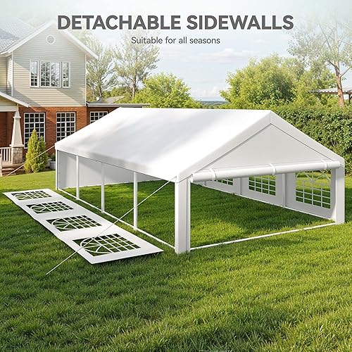 Miniatura 5 de YITAHOME 20 x 30 pies para exteriores, resistente tienda de campaña para bodas, eventos de boda, toldo galvanizado mejorado con techo blanco grande,