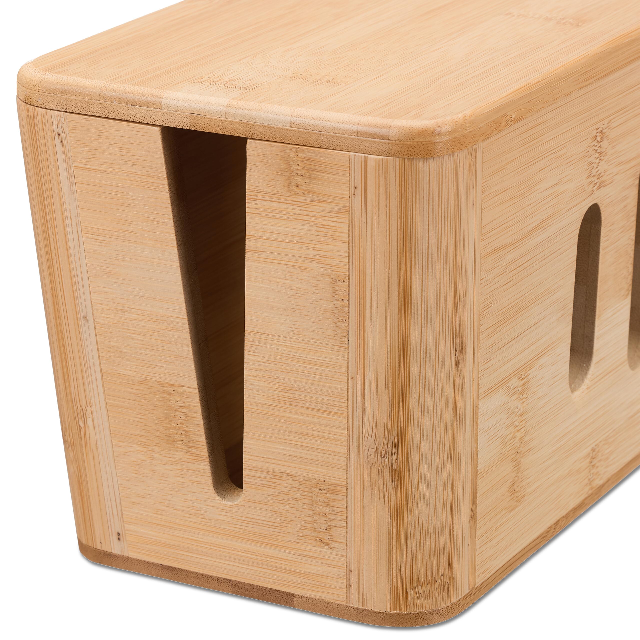 Relaxdays Scatola Porta Cavi da Scrivania, Nascondicavi per 2 Ciabatte, Cable Box HLP: 16,5x44x16 cm, in bambù, Naturale
