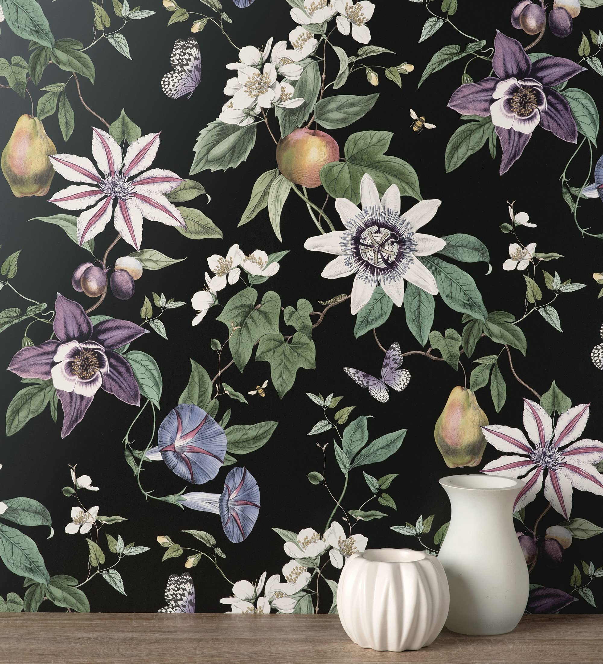 Papier peint fleurs et fruits GAULAN pour masquer les murs imperfections