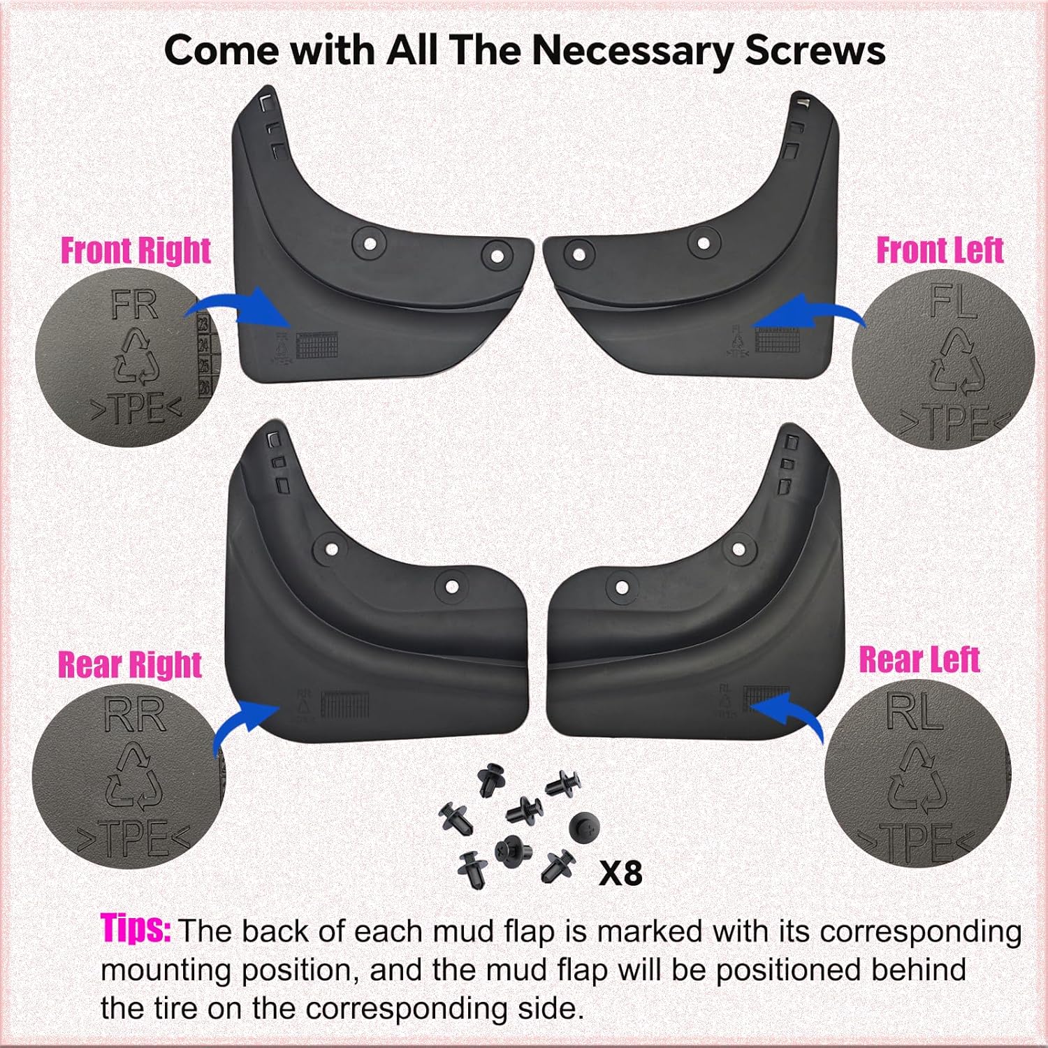 Upgrade 2025 Mud Guard for Tesla Model Y Juniper Accessories, All-Weather Splash Protection, Durable Mud Flaps Body Kits for Tesla Model Y 2019 2020 2021 2022 2023 2024 2025 - Image 3