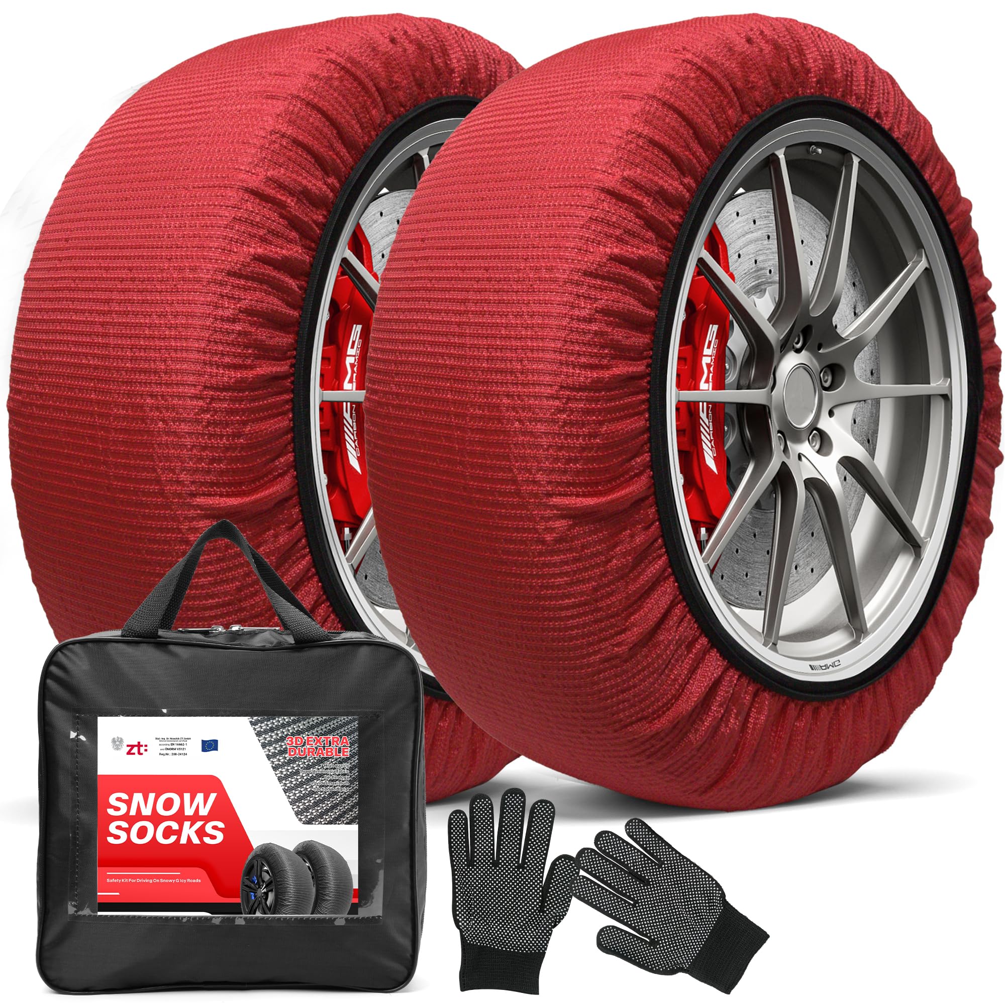 Calze Da Neve Per Auto - Taglia L, Omologate EN 16662-1, Alternative Catene, Guanti Inclusi - Foto 3