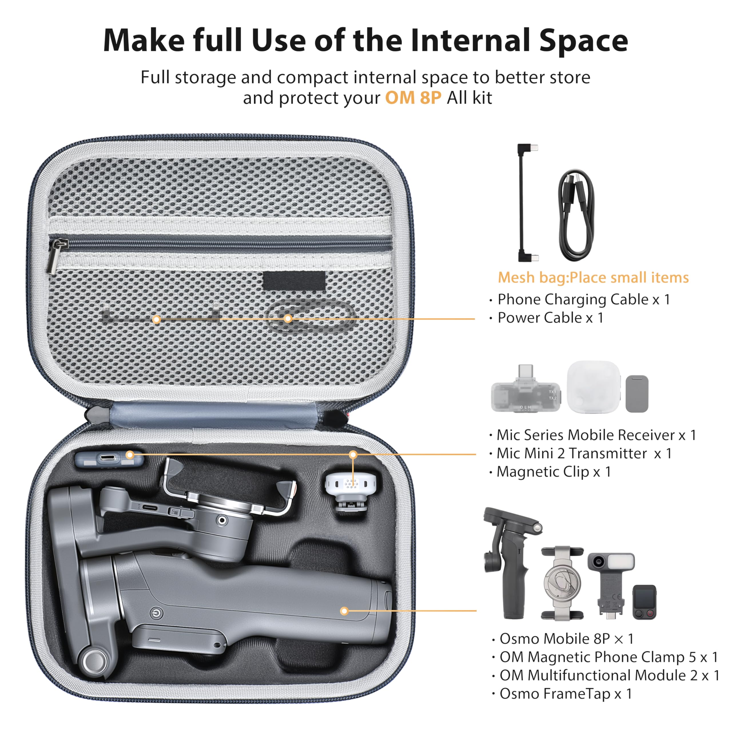 STARTRC Osmo Mobile torba 8P / etui, przenośna torba na ramię z poliuretanu (PU) do DJI OM 8P stabilizator gimbal, torba podróżna do DJI Osmo Mobile 8P akcesoria