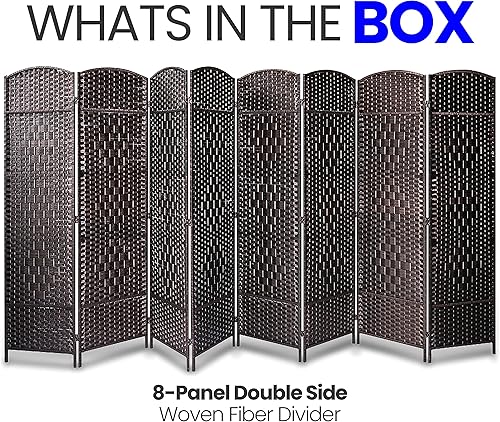 Miniatura 7 de Pantalla de privacidad plegable de 8 paneles de 12 pies de ancho, divisor de habitación de 6 pies de alto, divisores de pared de oficina portátiles,