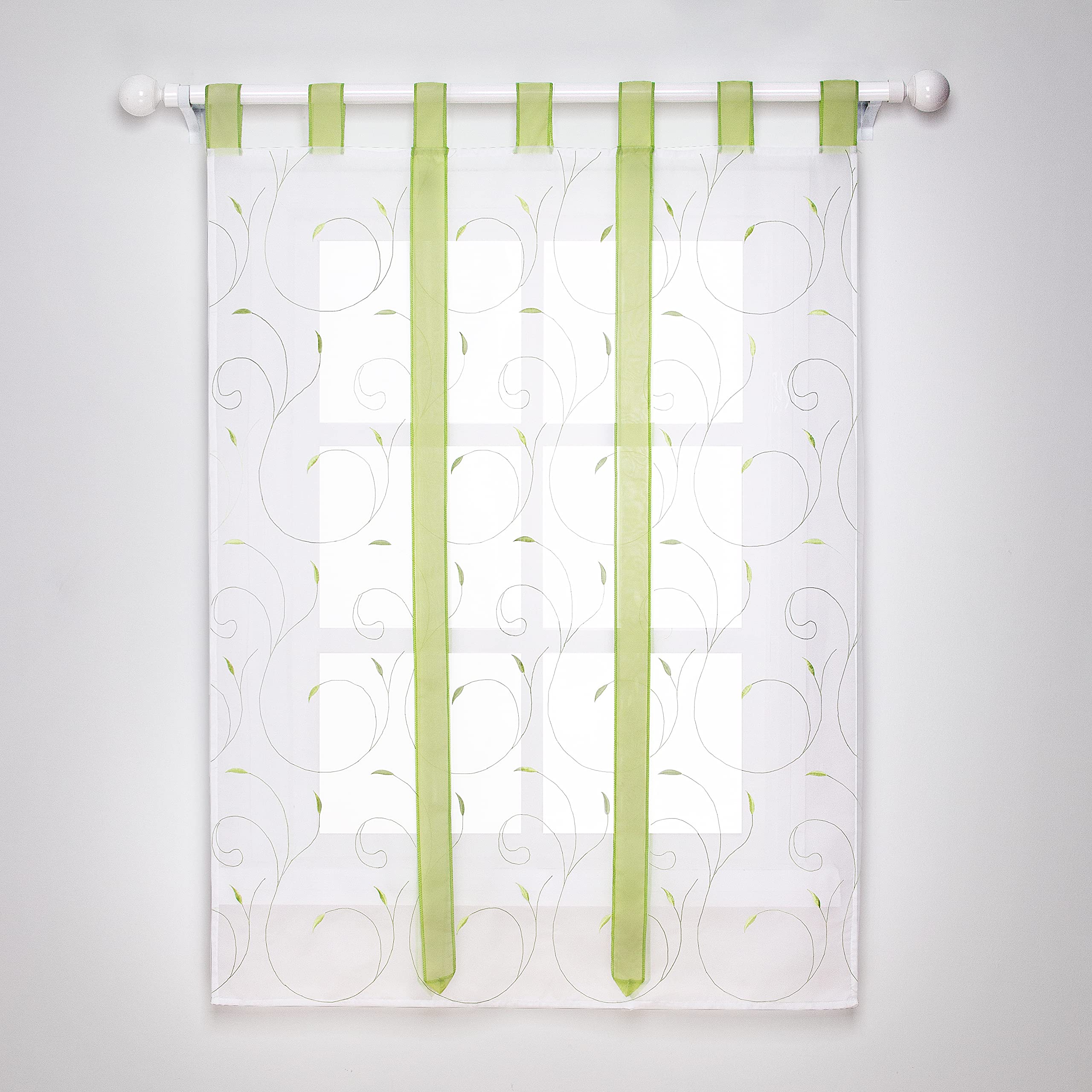 Rideau Brodé Romain 60x140cm - Tulle Polyester - Style Pastoral - Gris