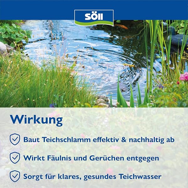 Söll 80588 TeichschlammEntferner 500 g - biologischer Teichreiniger entfernt organischen Schlamm und Ablagerungen im Gartenteich Fischteich Schwimmteich Koiteich - 2