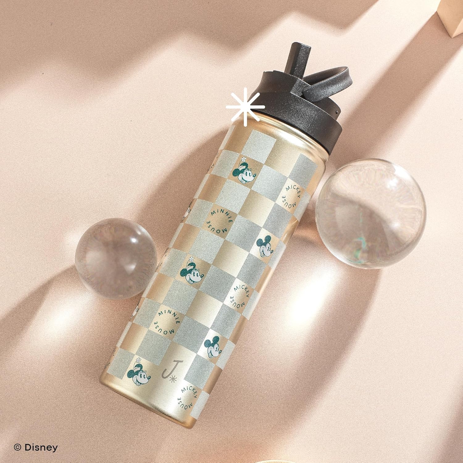 JoyJolt Disney Retro Vintage Stainless Steel Water Bottle ft Mickey & Minnie Mouse, Reusable 22oz Vacuum Insulated Water Bottle Tumbler with Leak Proof Flip Straw Lid and Handle, Lead & BPA Free - Image 7