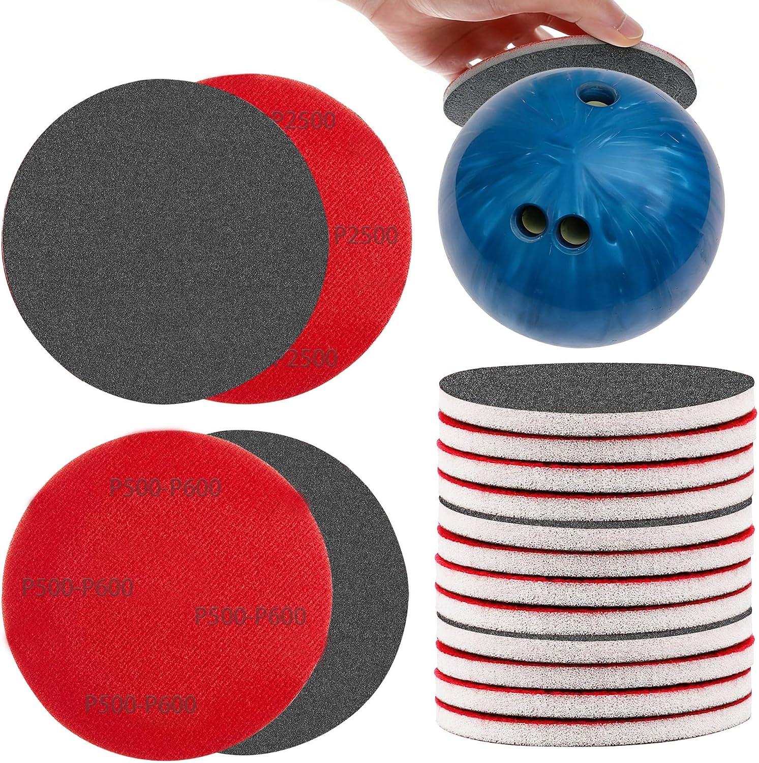 12 PC Bowling Sanding Pads, 8 Grits 400-5000 Polishing Cleaning Kit