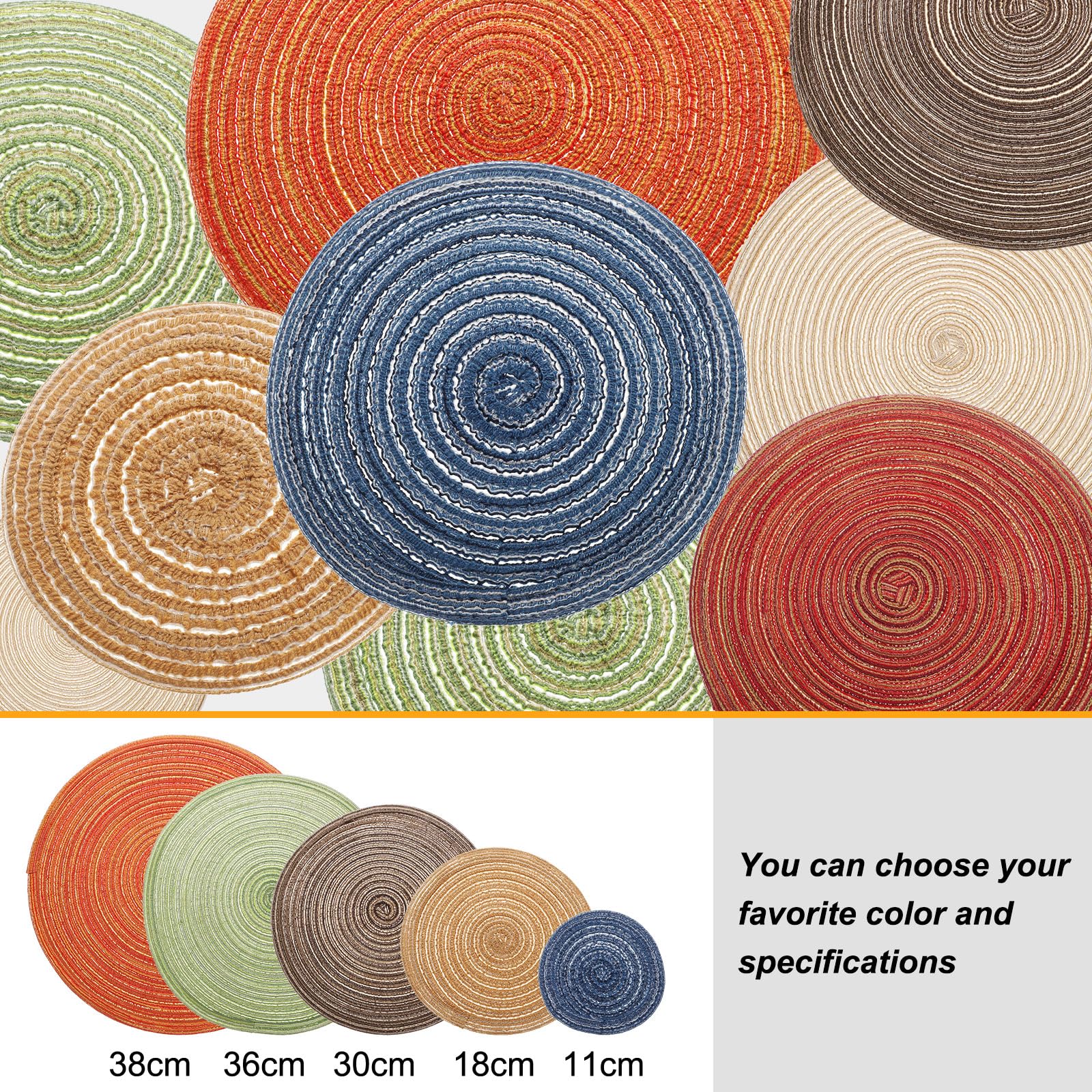 sourcing map 6 tovagliette rotonde in PVC da 35 cm