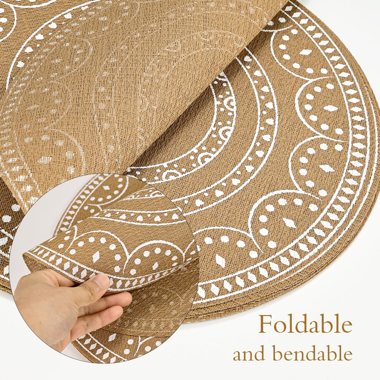 4 Set De Table Lavable 6 Dessous De Verre,Set De Table Cuir,Sets De Table, Set De Table PVC Antidérapant Résistant à La Chaleur