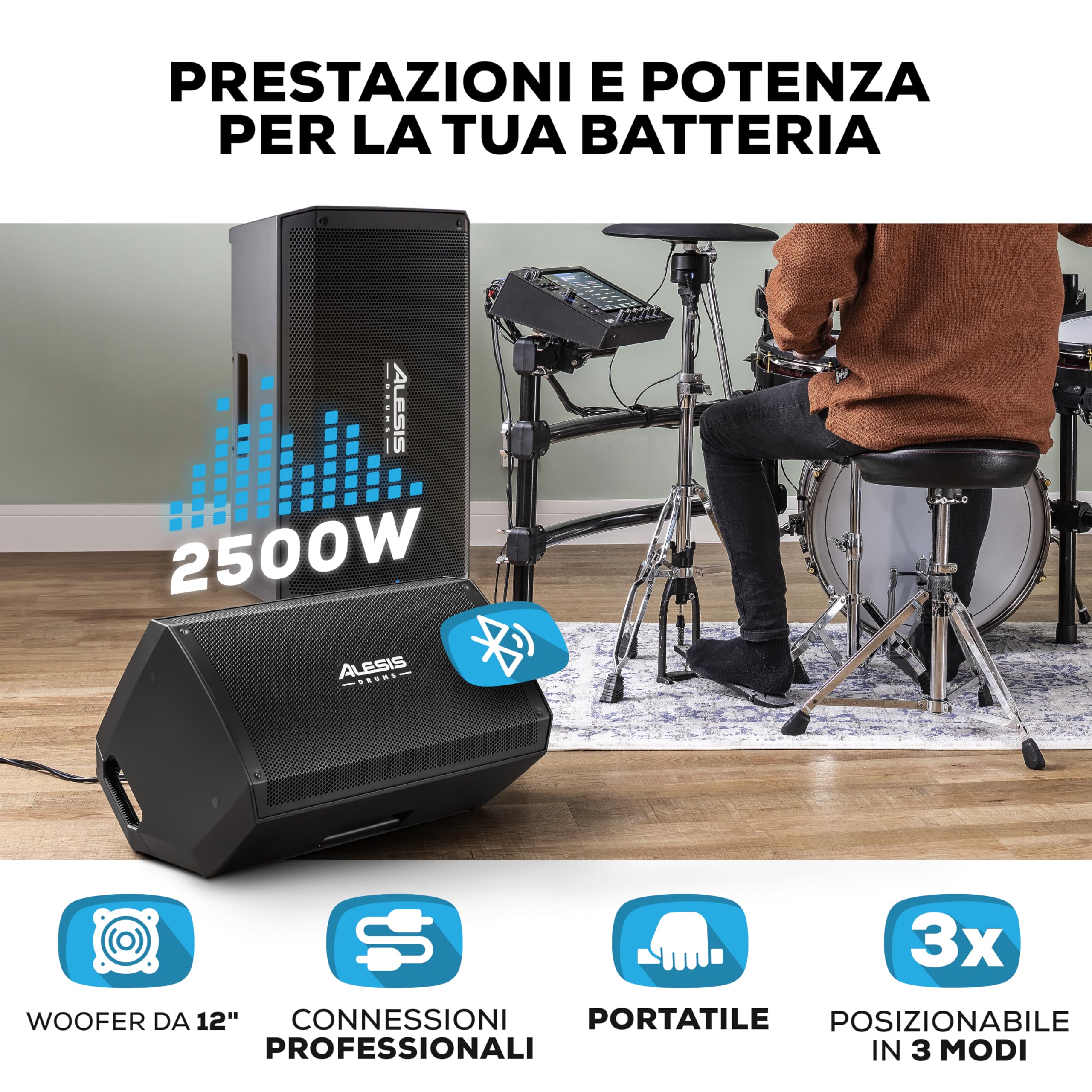 Alesis Nitro Max Kit e Strike Amp 12 MK2 - Batteria Elettronica e 12-inch amplificatore da 2500 W, con Bluetooth