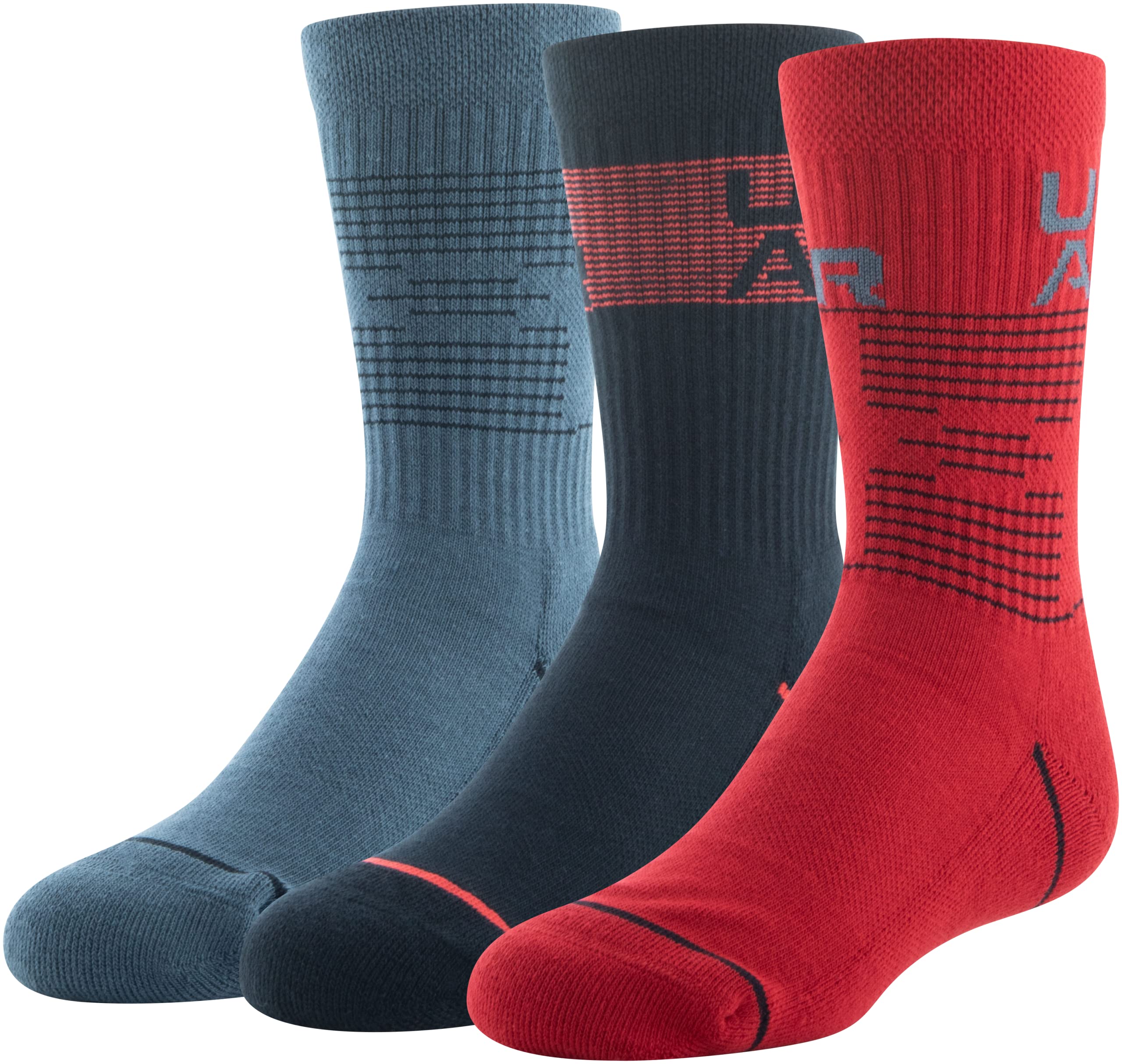 Under Armour Youth Phenom Crew Socks, 3-Pairs