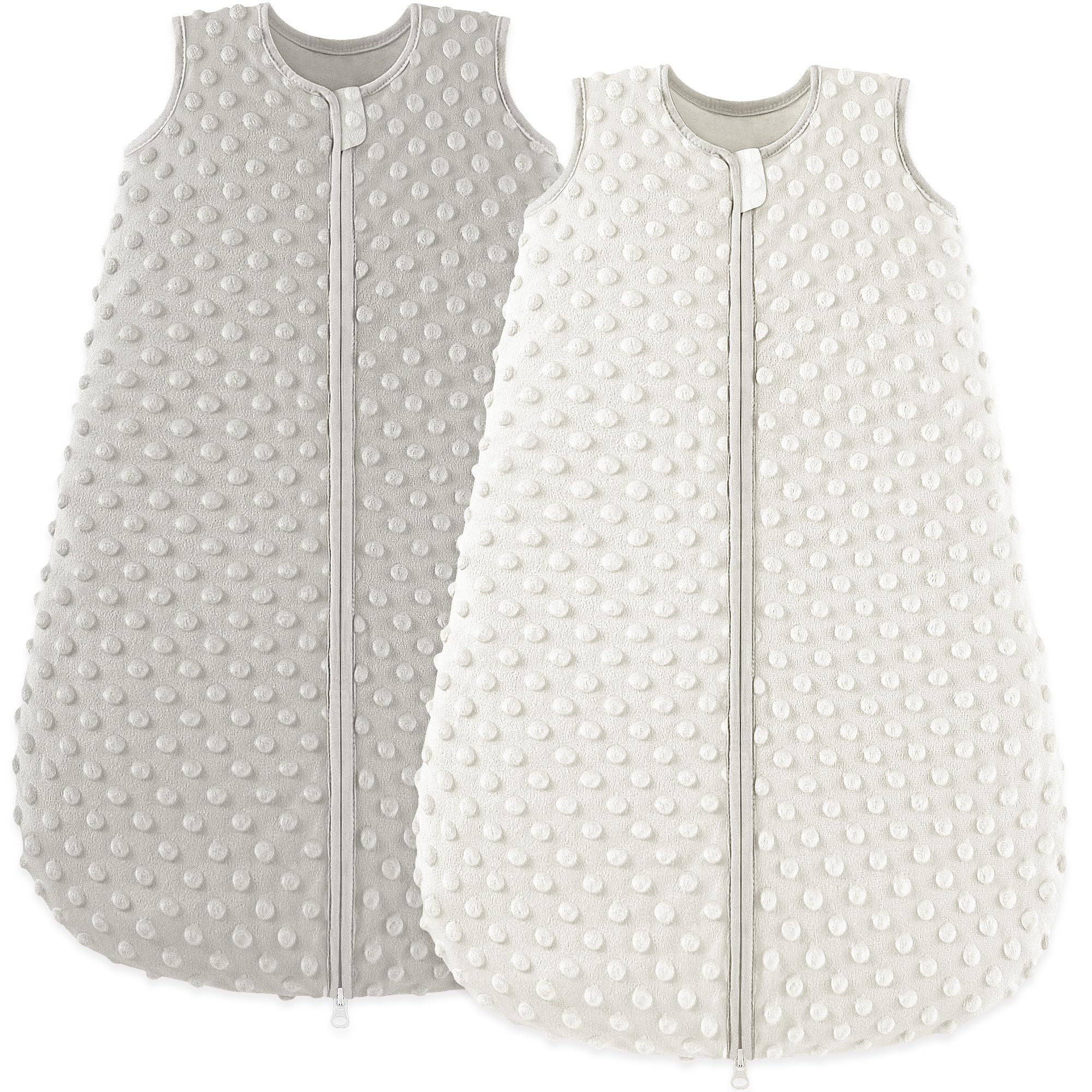 Bearmoss Schlafsack Baby 1.5 Tog - 2er Pack Winterschlafsack Herbst Babyschlafsack Winter Herbst für Jungen Mädchen Neugeborene (Grau, 67cm)