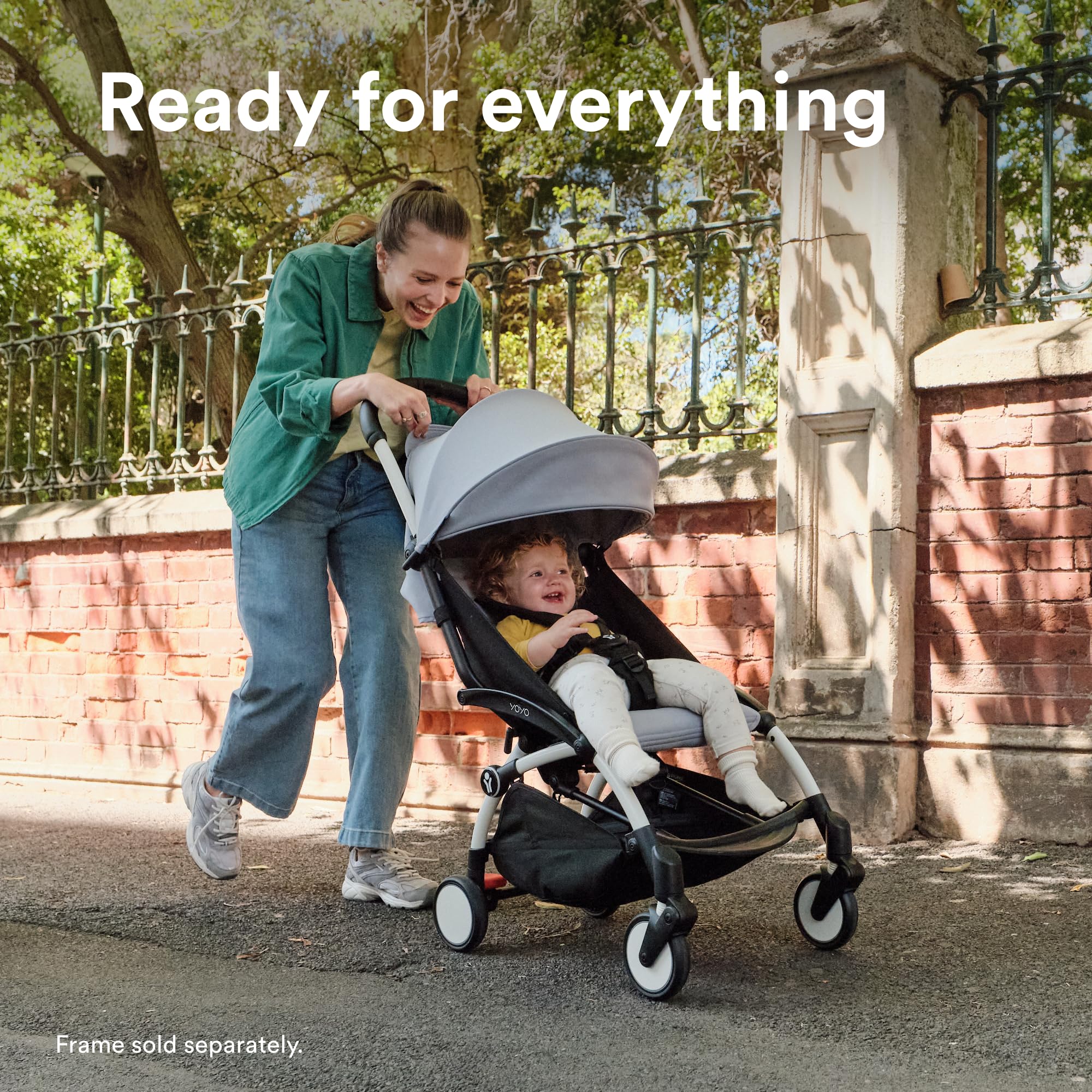 Stokke YOYO 6+ Color Pack, Stone, Textiles Only: Seat Pad, Extendable Canopy & Zipped Back Pocket - Image 2