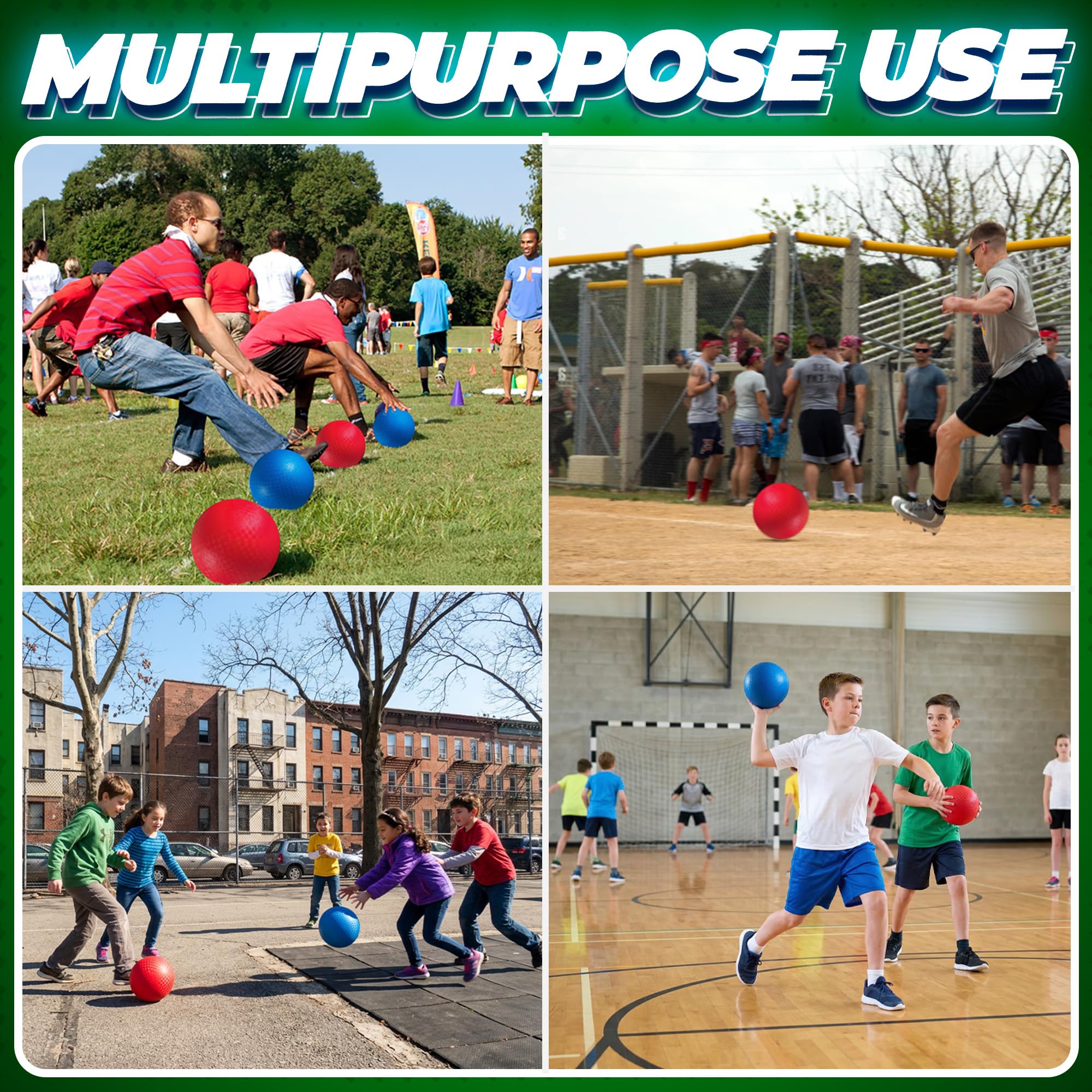 Red & Blue Playground Dodgeballs - (2-Pack) with Pump - Small Playground Balls for Kids, Teens & Adults - Indoor & Outdoor Gym Sports Balls for Dodgeball, Four Square, PE, Recess & Party Games - 5