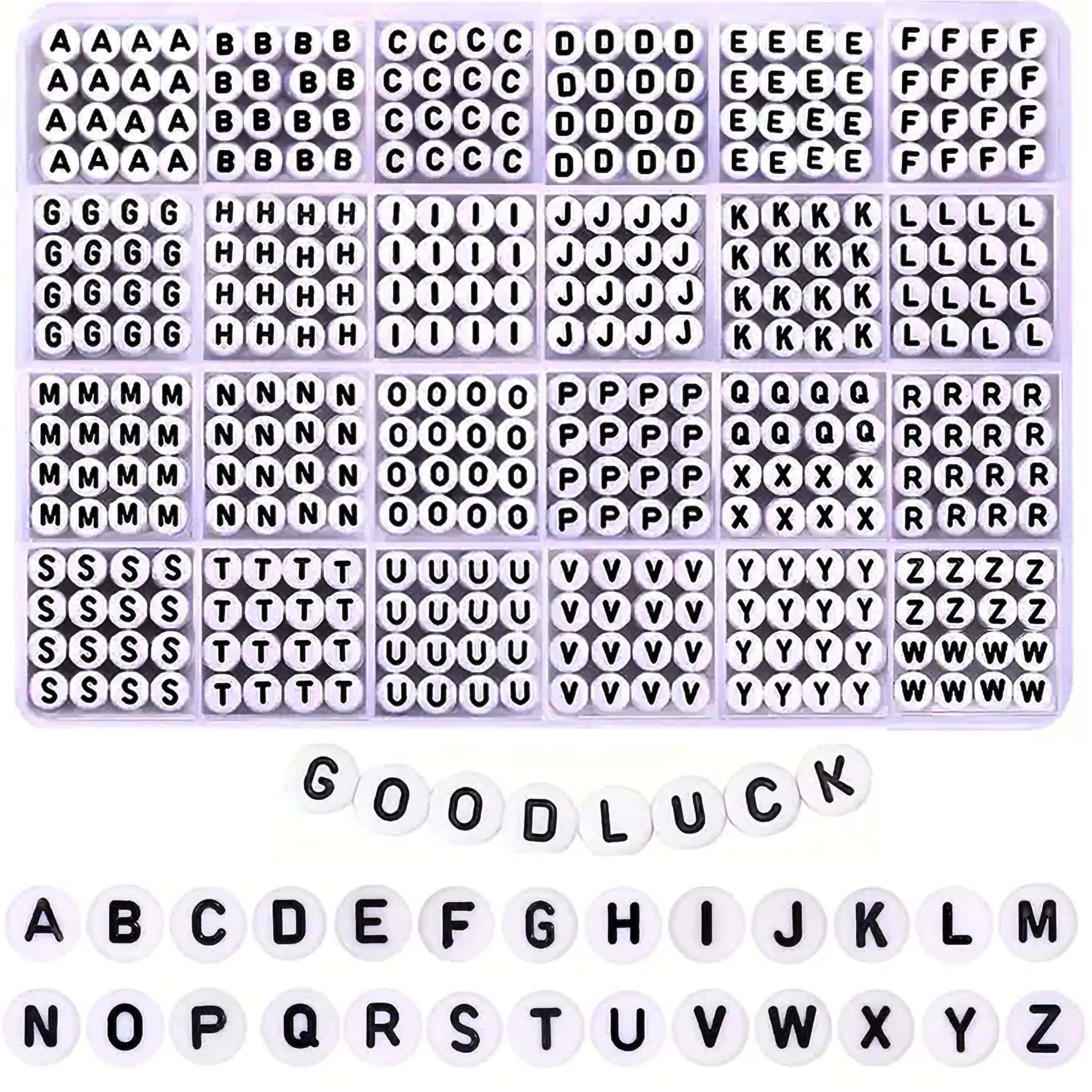 INDIKONB Alphabet Round Single Letter Beads Set – 26 Types A-Z, Perfect for Friendship Bracelet, Name Beads, Craft Beads, Jewelry Making & DIY Projects (with Box)-image-6