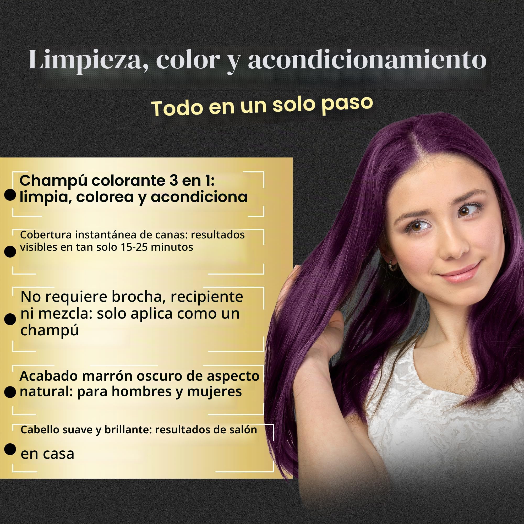 Paquete combinado: 2 champús Herbishh para color de cabello para cabello gris + 1 mascarilla capilar intensa de argán, champú para teñir el cabello, 500 ml (púrpura)