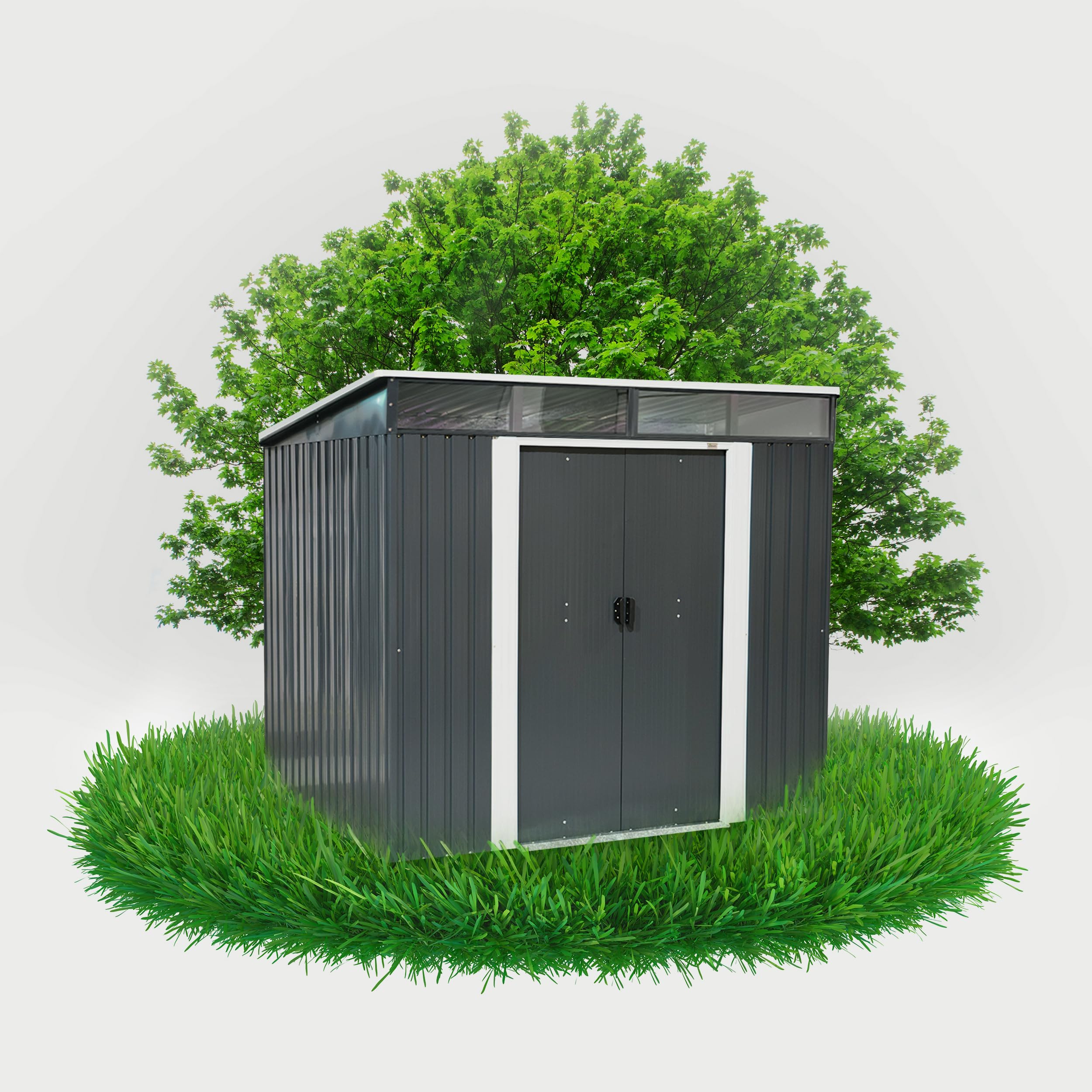 Grindi - Gerätehaus Metall Ribes I - Gartenhütte - Gartenhaus - Geräteschuppen 193x238x202 cm Schiebetür - Garten Schrank - Fahrradgarage - Shelter - Gartengerätehaus - Tiny House