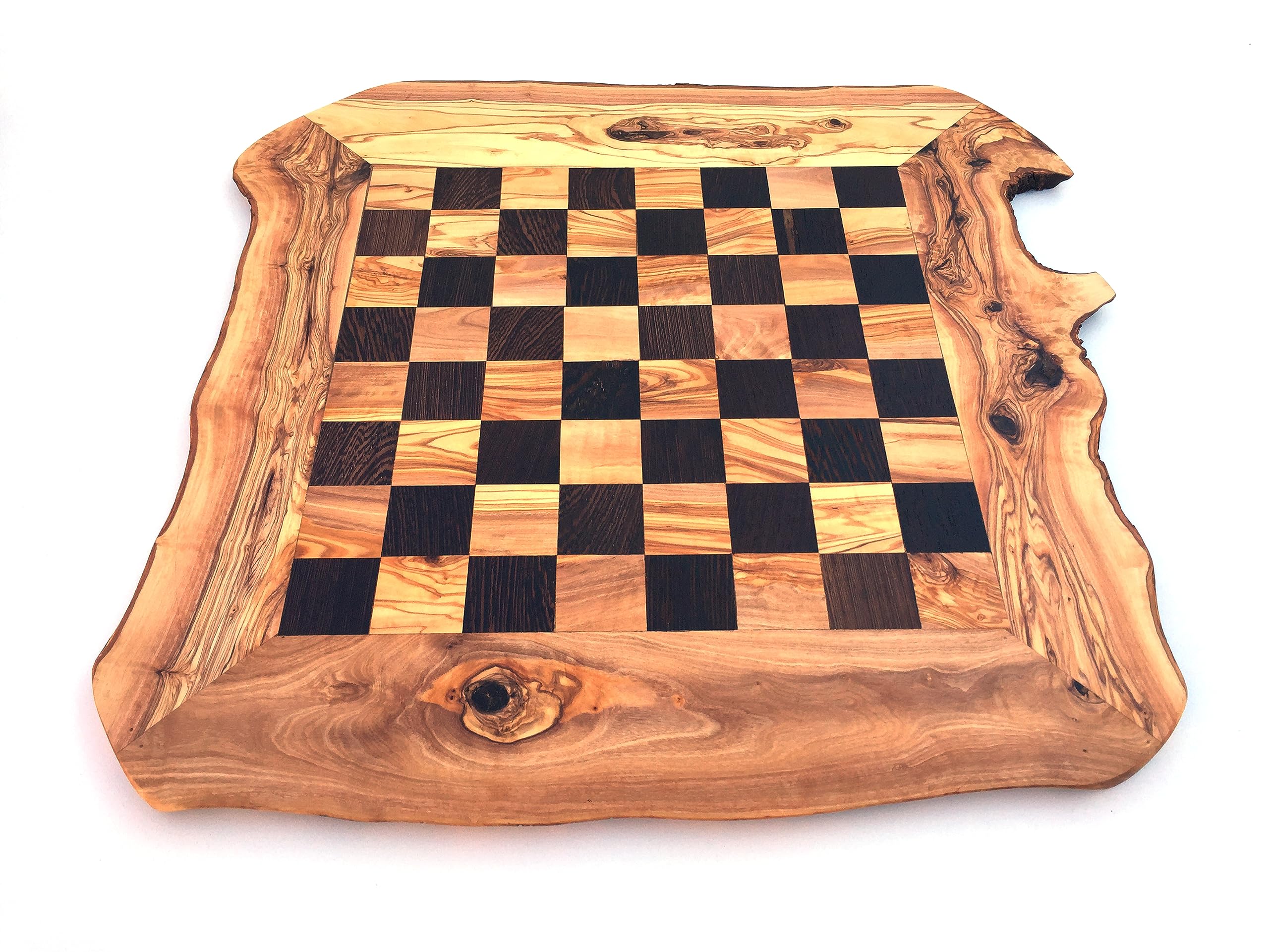 Scacchiera rustica taglia XL senza scacchi tavola per scacchi, gioco di scacchi fatto a mano in legno d'ulivo wengè.