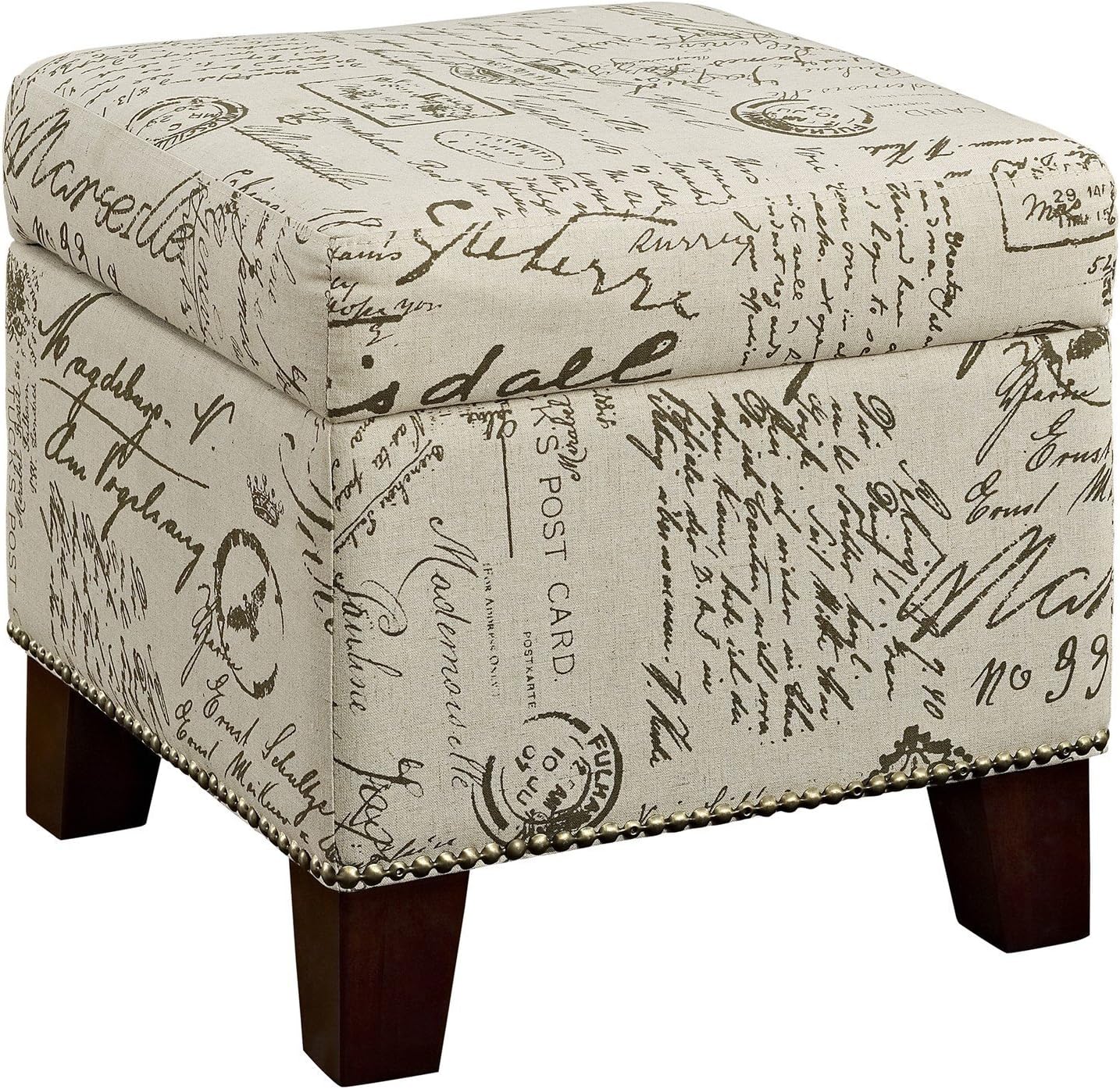 Dorel Living Blake Script Cube Storage Ottoman, Beige Pattern