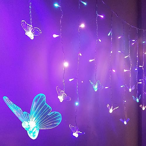 Butterfly Fairy Lights for Bedroom Curtain Lights Twinkle Pastel Cute