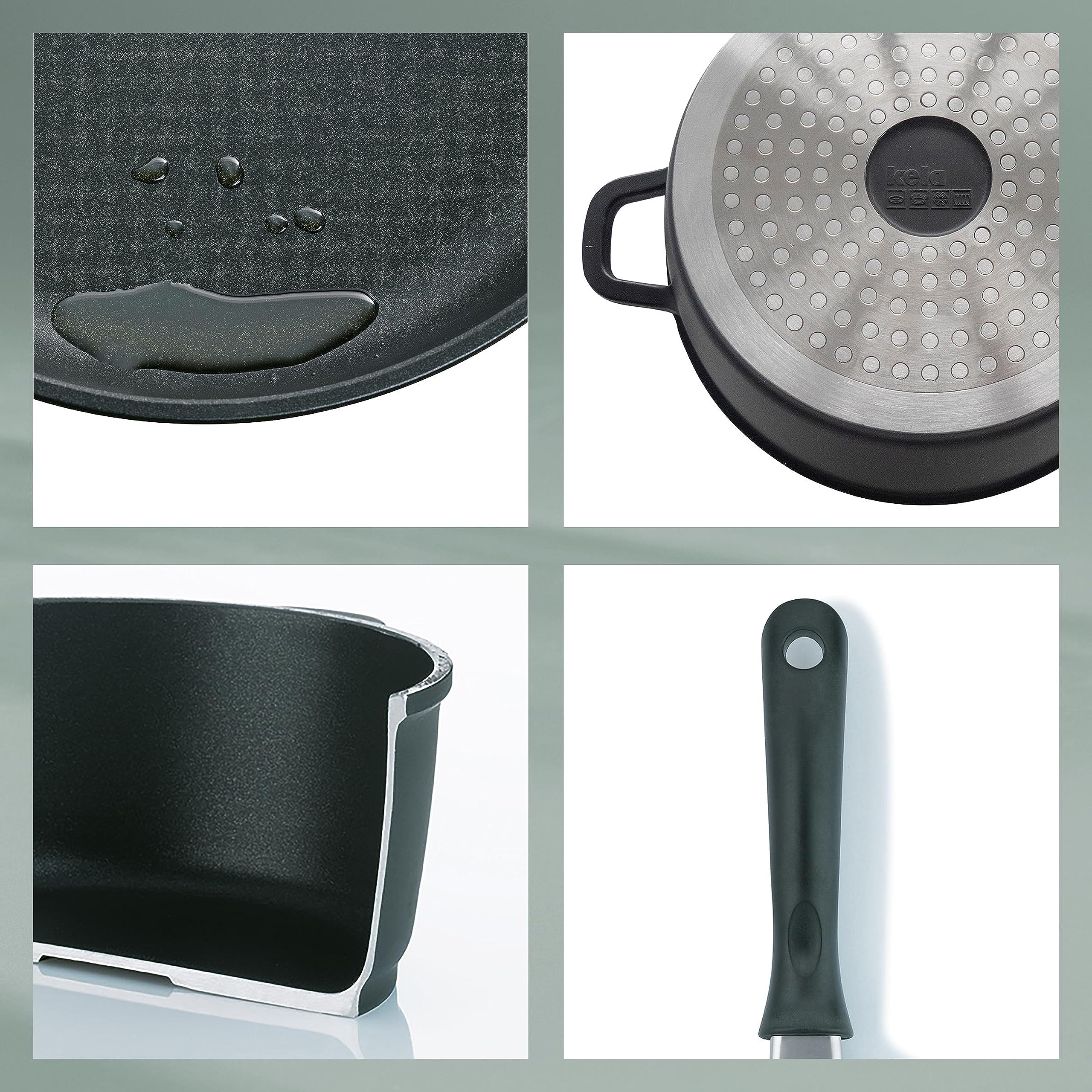 kela Padella per crêpes28 cm KERROS, padella per frittelle a induzione, alluminio pressofuso con rivestimento ceramico, manico in bachelite, padella per crêpes a induzione