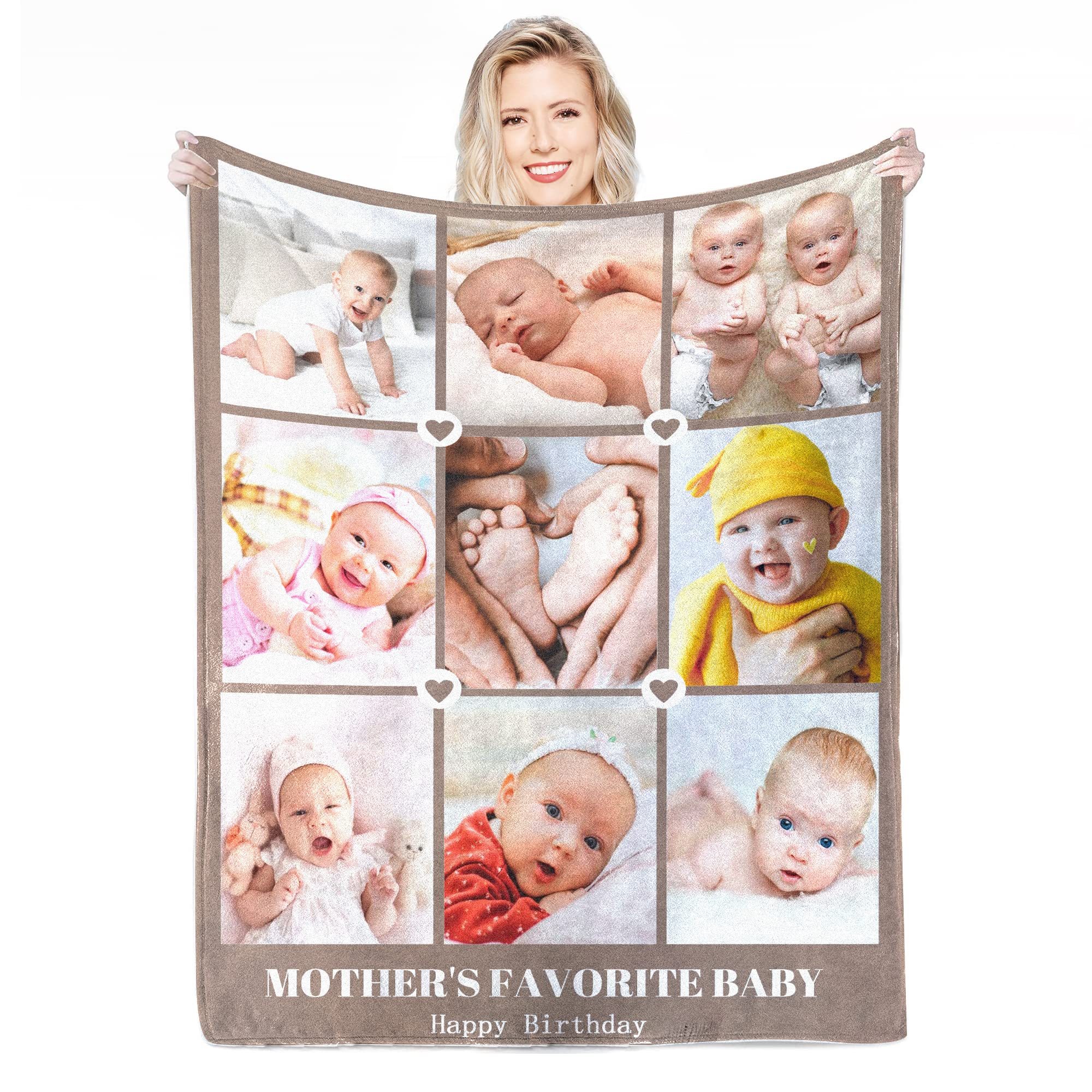 Personalised Blanket,Custom Blanket with Words Picture Collage Customized Blankets, Birthday Souvenir Gifts Personalized Throw Blanket for Father, Mom, Kids, Dogs, Friends or Lover