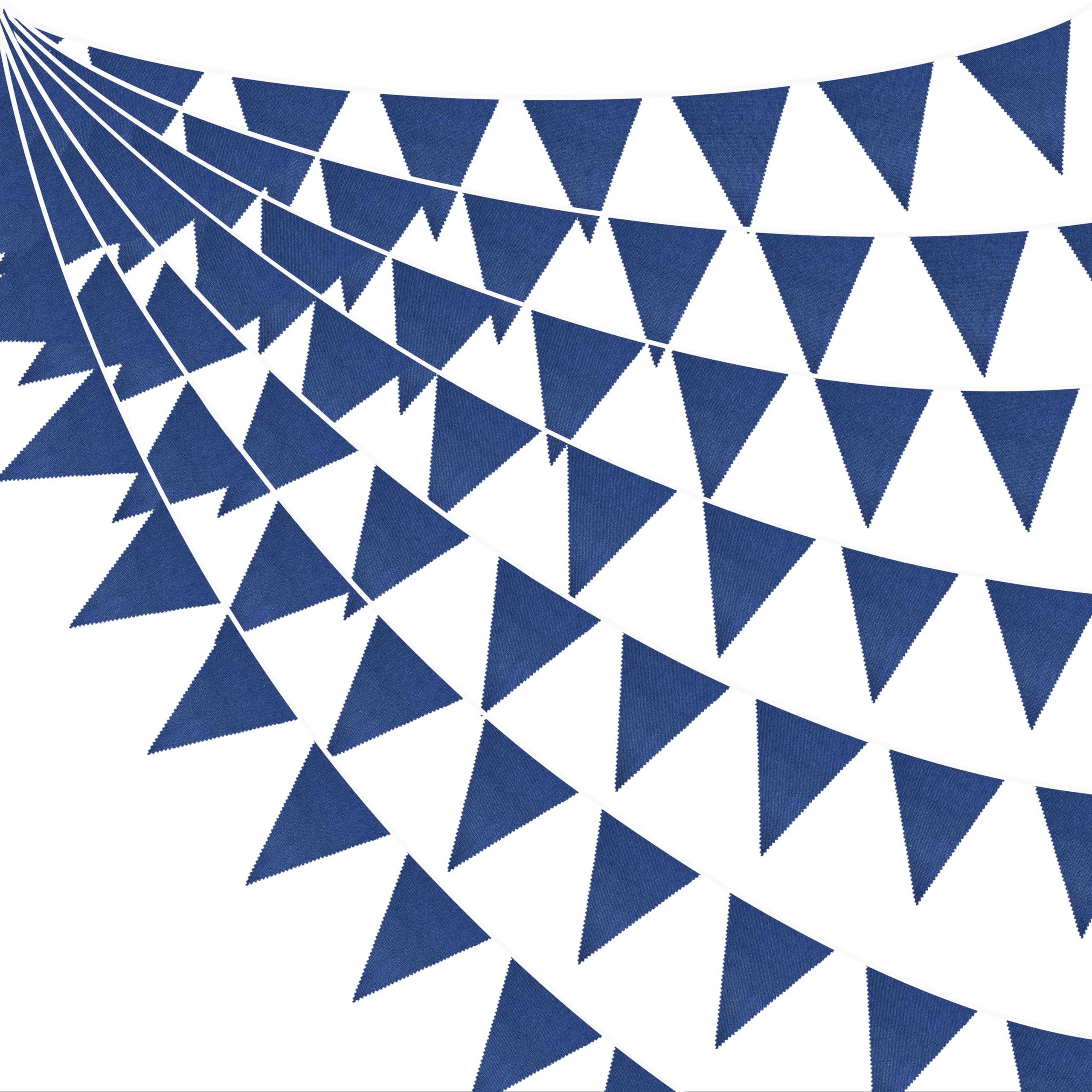 46Ft Vintage Deep Blue Burlap Banner Triangle Flag Party Decorations Retro Blue Linen Fabric Pennant Bunting Streamer for Rustic Nautical Graduation Birthday Wedding Baby Shower Summer Ocean Party