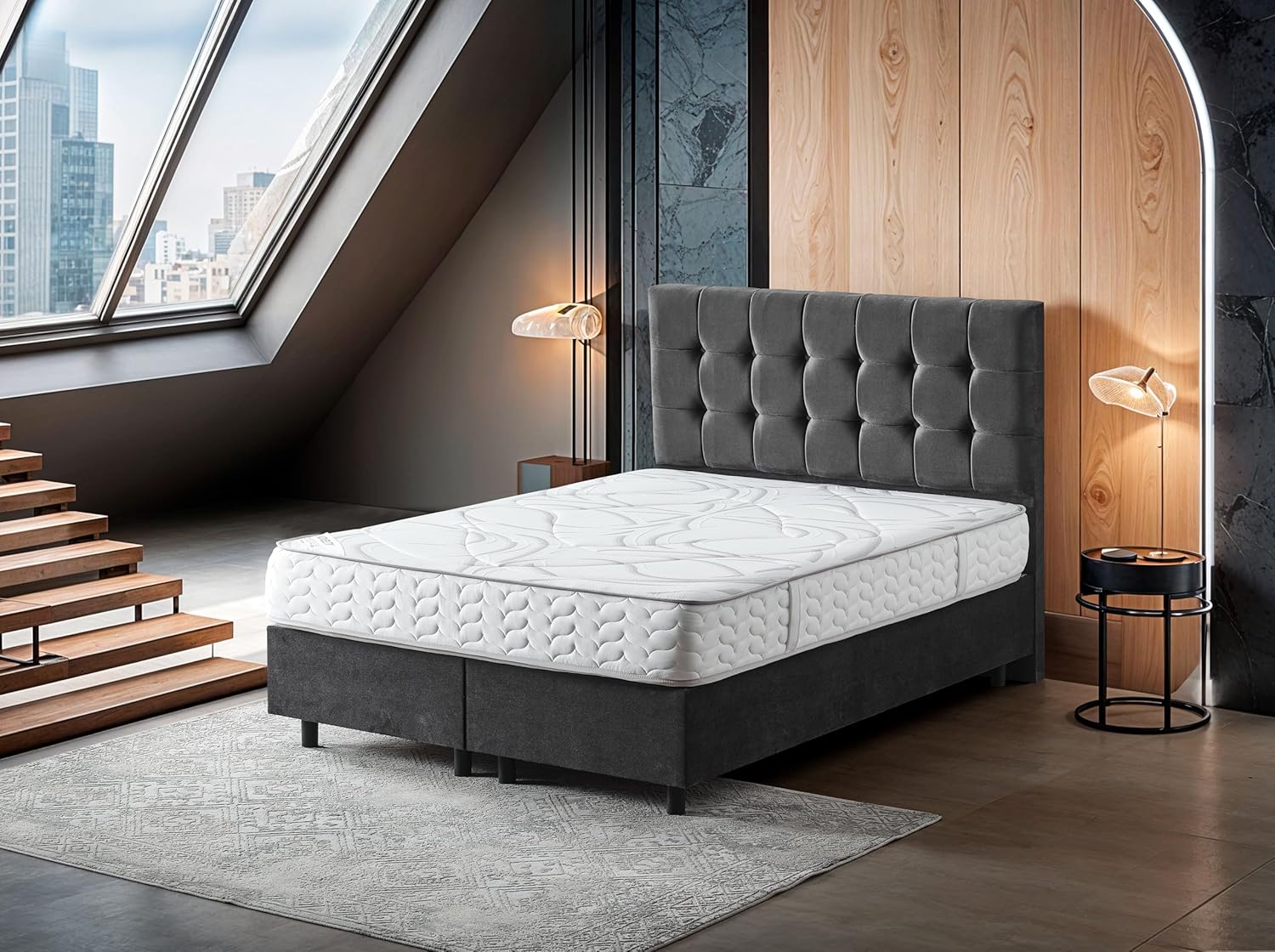 Ottomanson King 8" Vanguard Medium Firm Mattress - Made in USA - Durable Support & Comfort - CertiPUR-US Foam & Reinforced Coils - Fiberglass-Free - Bed in a Box