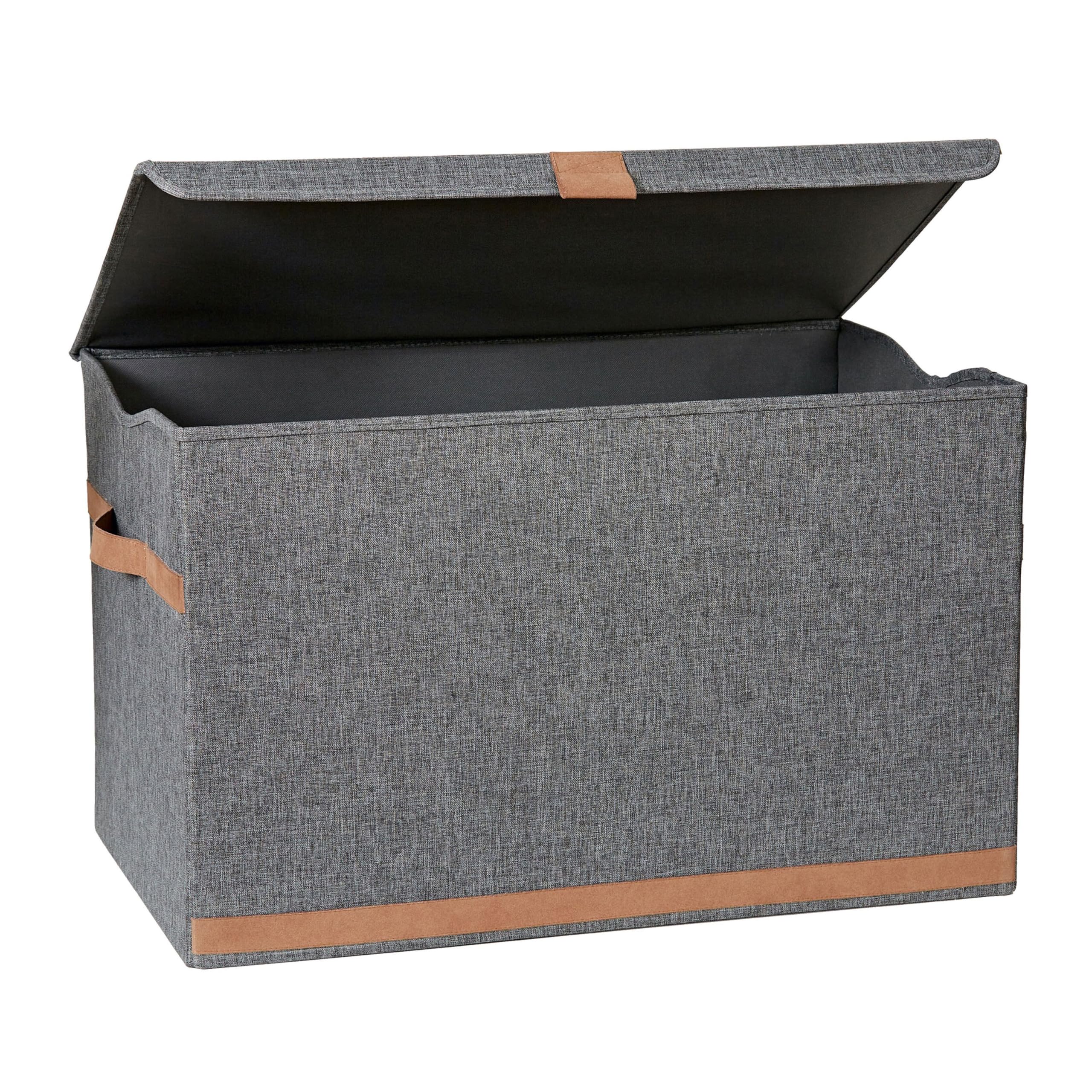 LOVE IT STORE IT Premium Storage Box with Lid Large - Linen Chest - Reinforced with Wood - Extra Stable - Grey - 62 x 37.5 x 39 cm