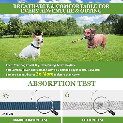 Miniatura 3 de Pawhuggies Collar de perro de tela de bambú natural suave collar ajustable para mascotas con hebilla de liberación rápida duradero transpirable y