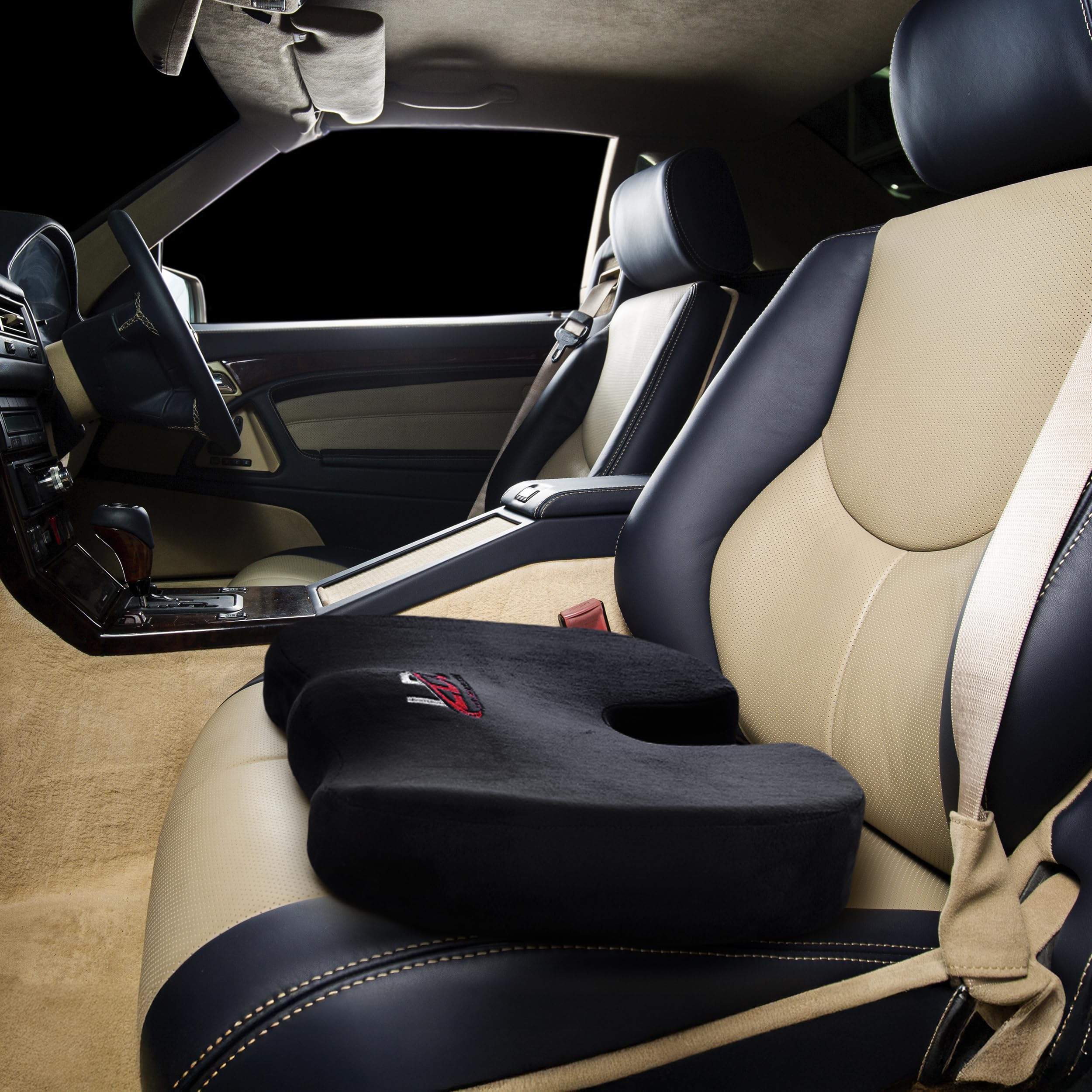 LUX Decor Collection Cojín para silla de oficina, para alivio de la presión del dolor de coxis, espalda y ciática, cojín de asiento de coche para conducir, juegos, gel de alta calidad + balancín listo