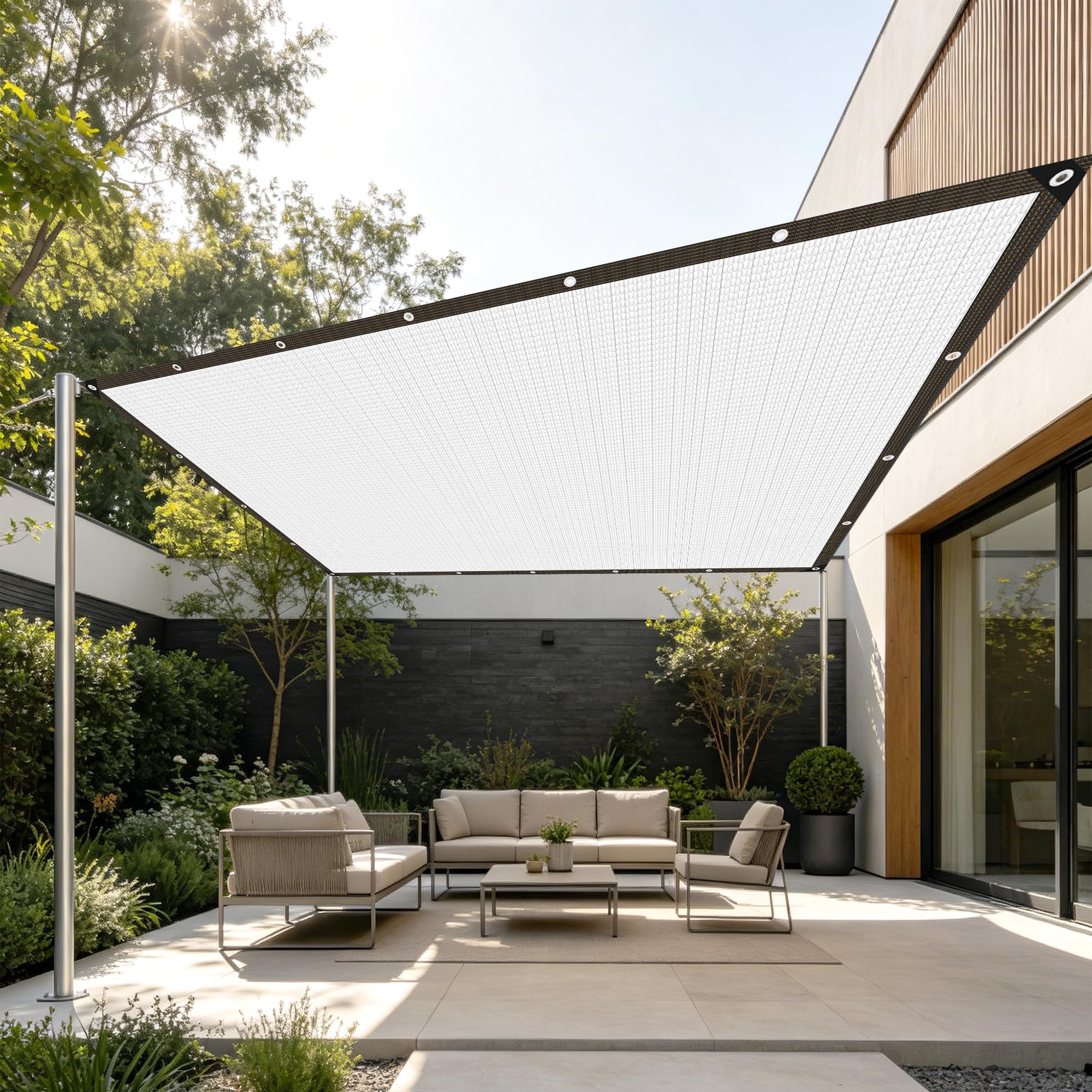 Siatka Cieniująca Z Folii Aluminiowej 90 x 390 cm Oddychający Aluminiowa Siatka Kloszowa Z Przelotkami Do Użytku Na Zewnątrz, Patio, Rośliny, Srebro
