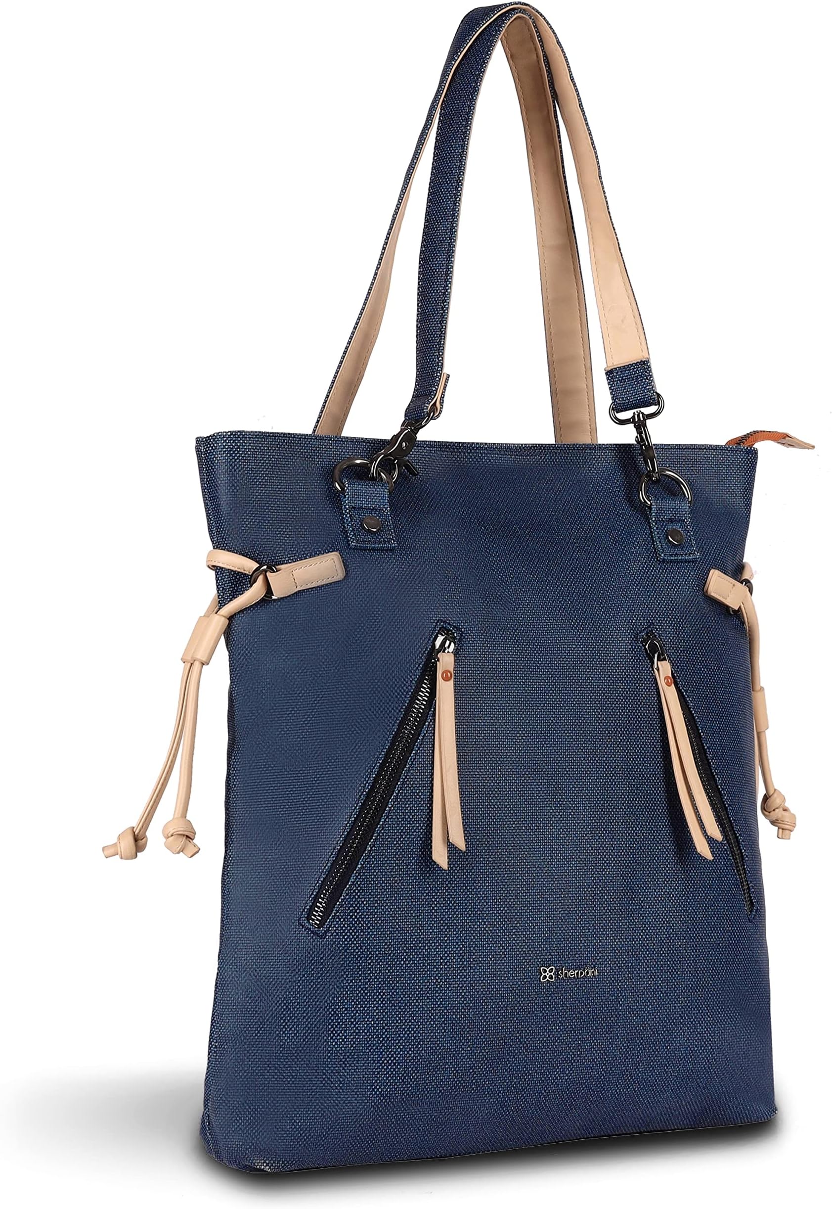 Sherpani Tempest, Canvas Convertible Backpack Tote, Fashion Teacher Bag, Casual Backpack Handbag for Women Fits 15 Inch Laptop (Indigo)