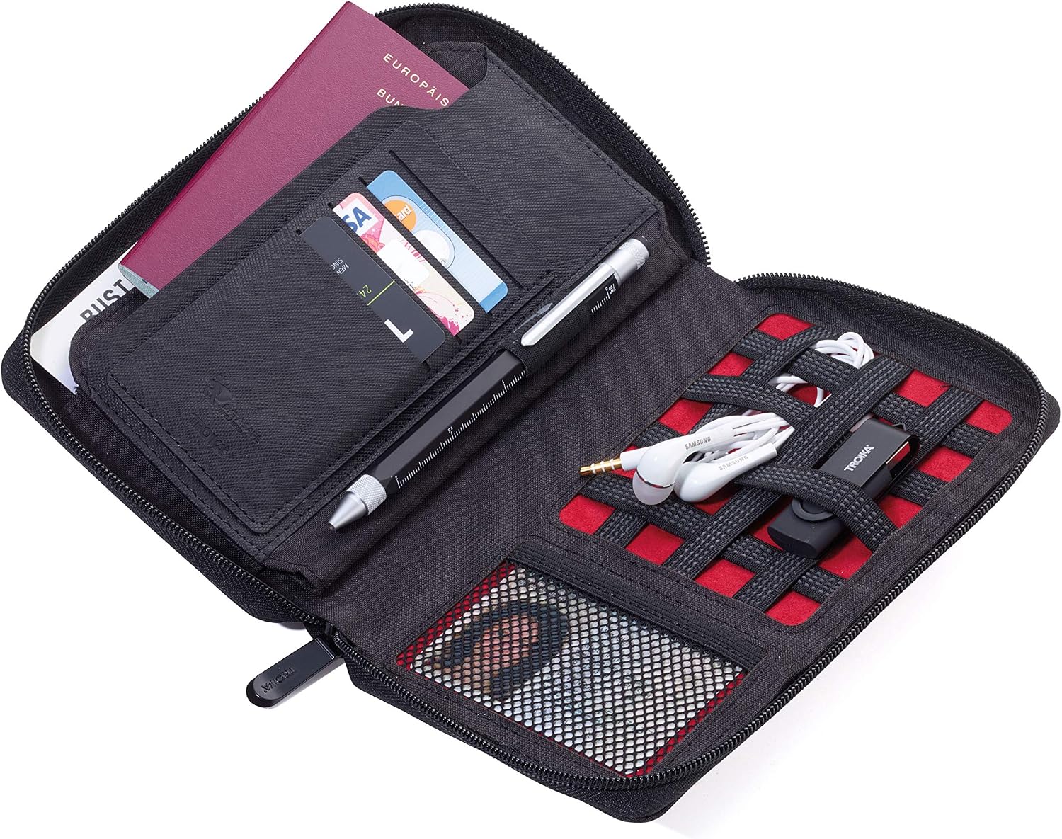 TROIKA Cargosafe TRV90/DG Travel case with Zip, RFID Anti-scan Film, Four Card Slots, Two compartments for Tickets Passport - Image 4