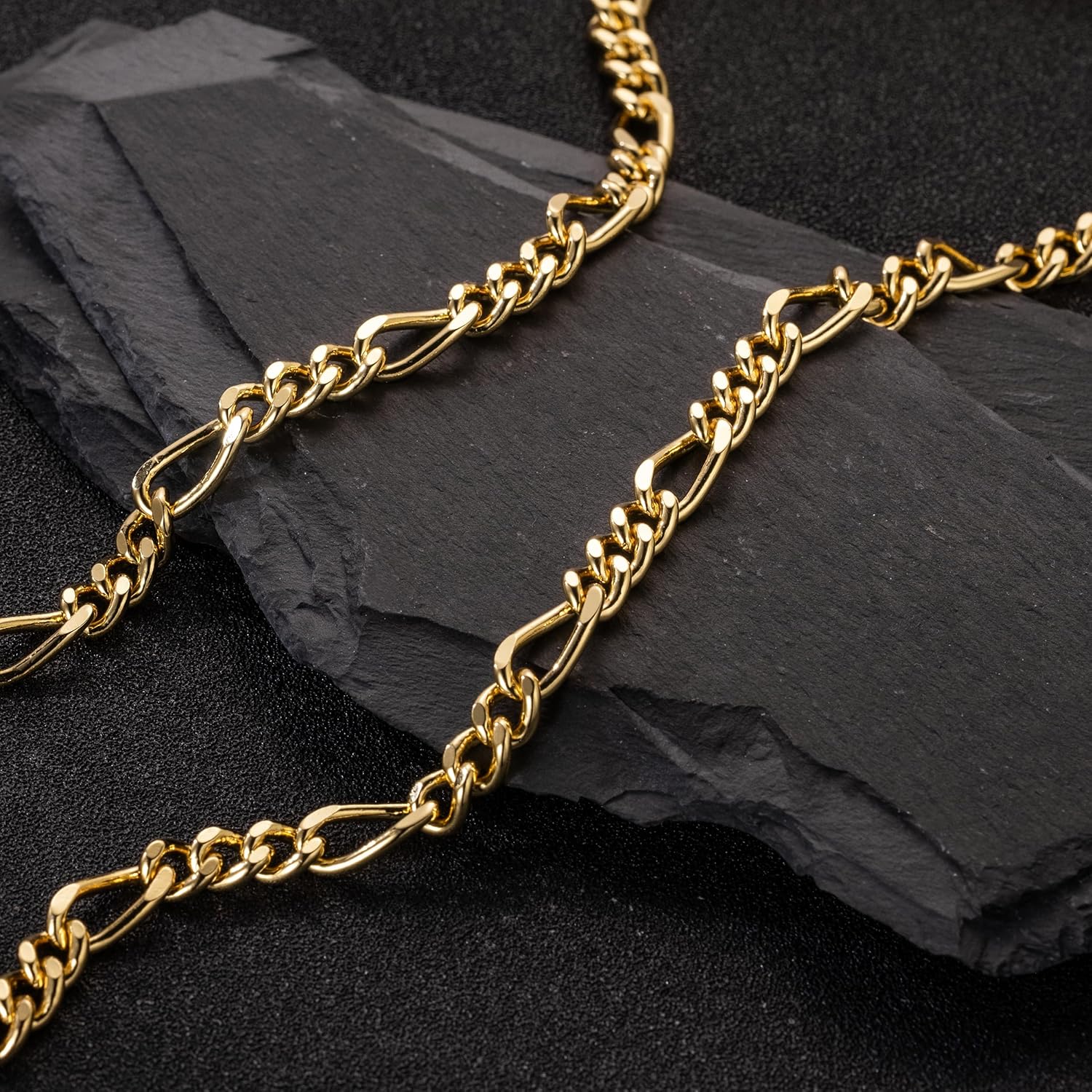 Necklaces 14K Gold Necklace for Women Non Tarnish Gold Necklaces for Mens Necklace Chain 7mm Figaro Chain for Men Available 16 ” to 26 ” - Image 3