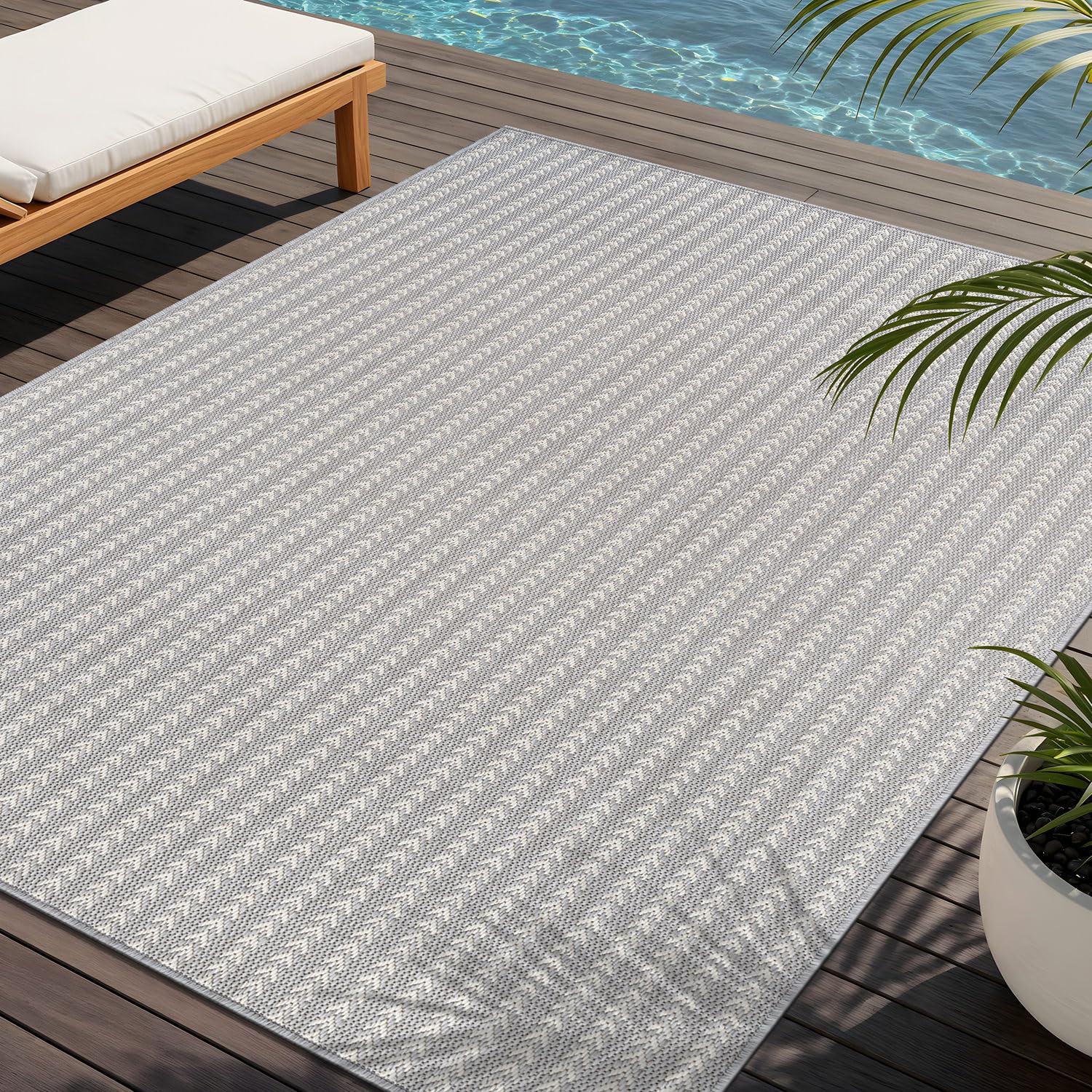 Washable Outdoor Rug 9x12 Modern Area Rugs Outdoor Carpets Striped Pattern Non Shedding Waterproof Easy Clean Patio Deck Porch Living Room Bedroom